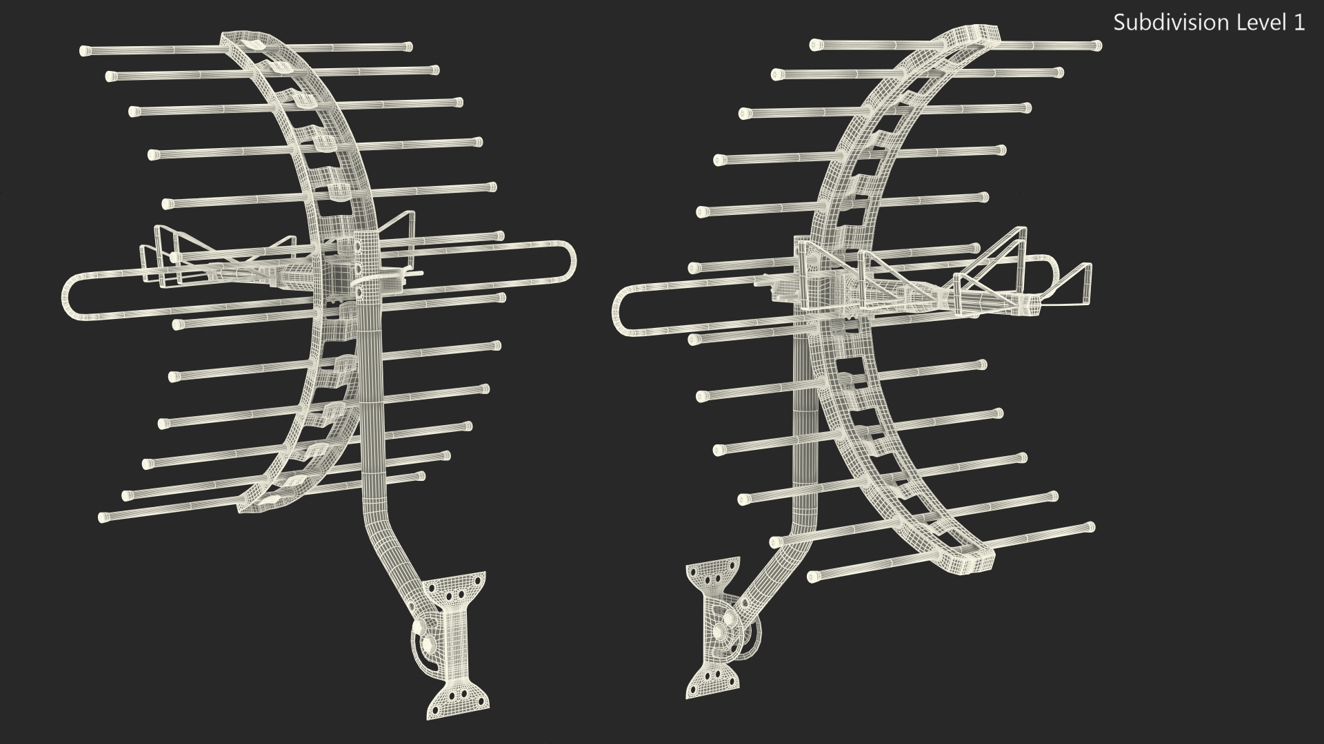 UHF with VHF Dipoles Long Range TV Antenna 3D