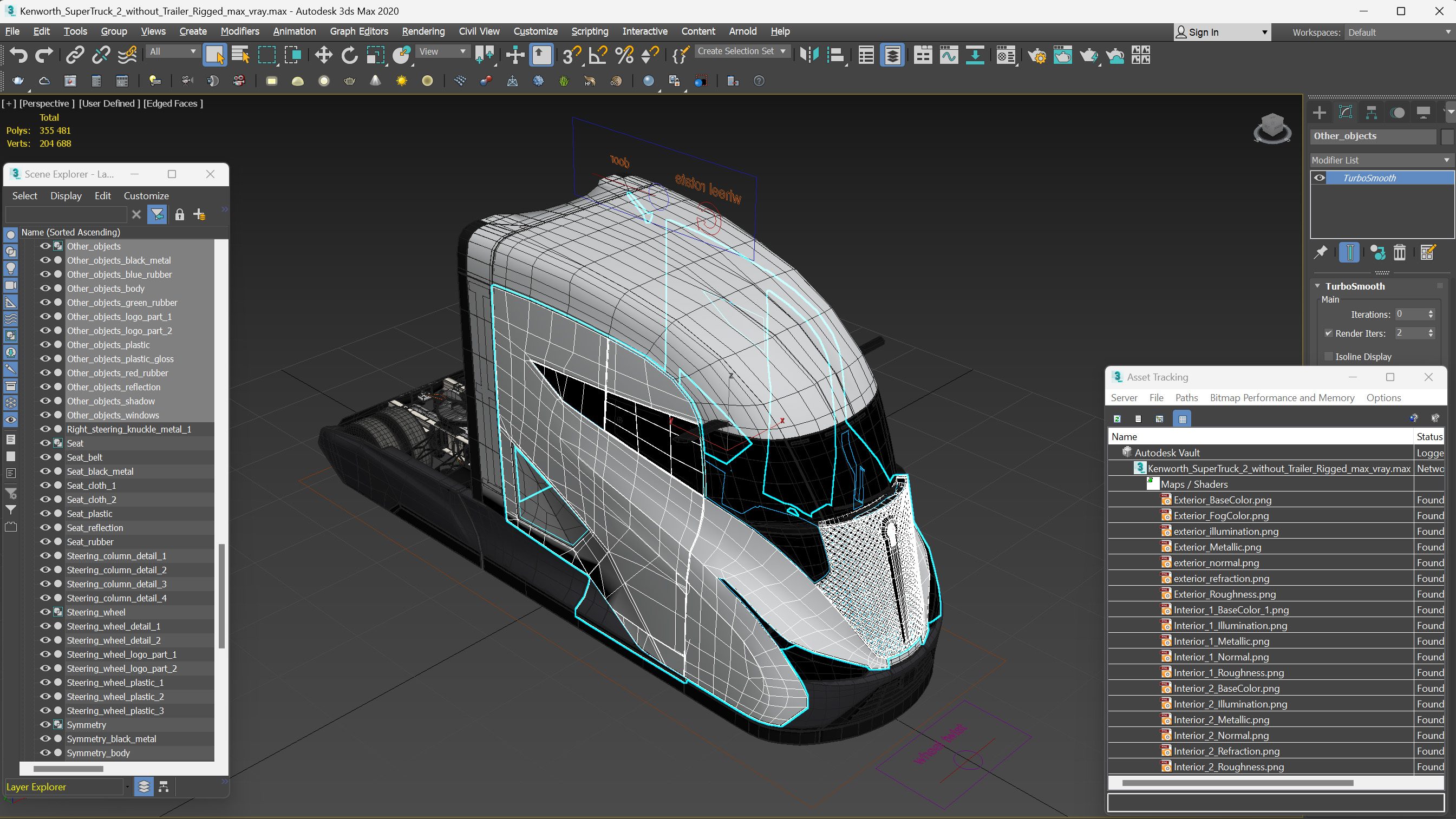 Kenworth SuperTruck 2 without Trailer Rigged 3D model