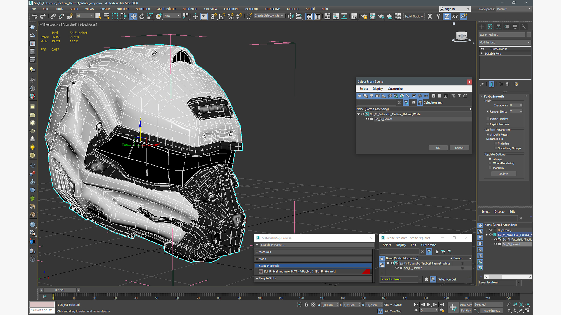 Sci-Fi Futuristic Tactical Helmet White 3D model