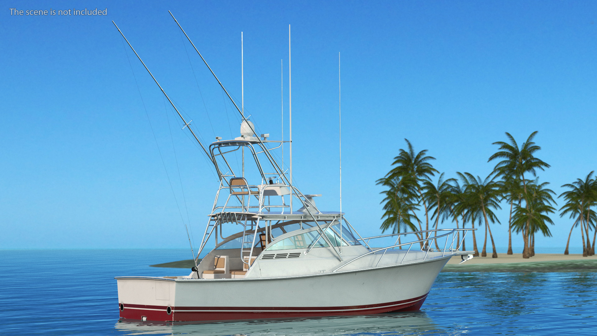 3D Used Sports Fishing Boat Henriques 35 Red