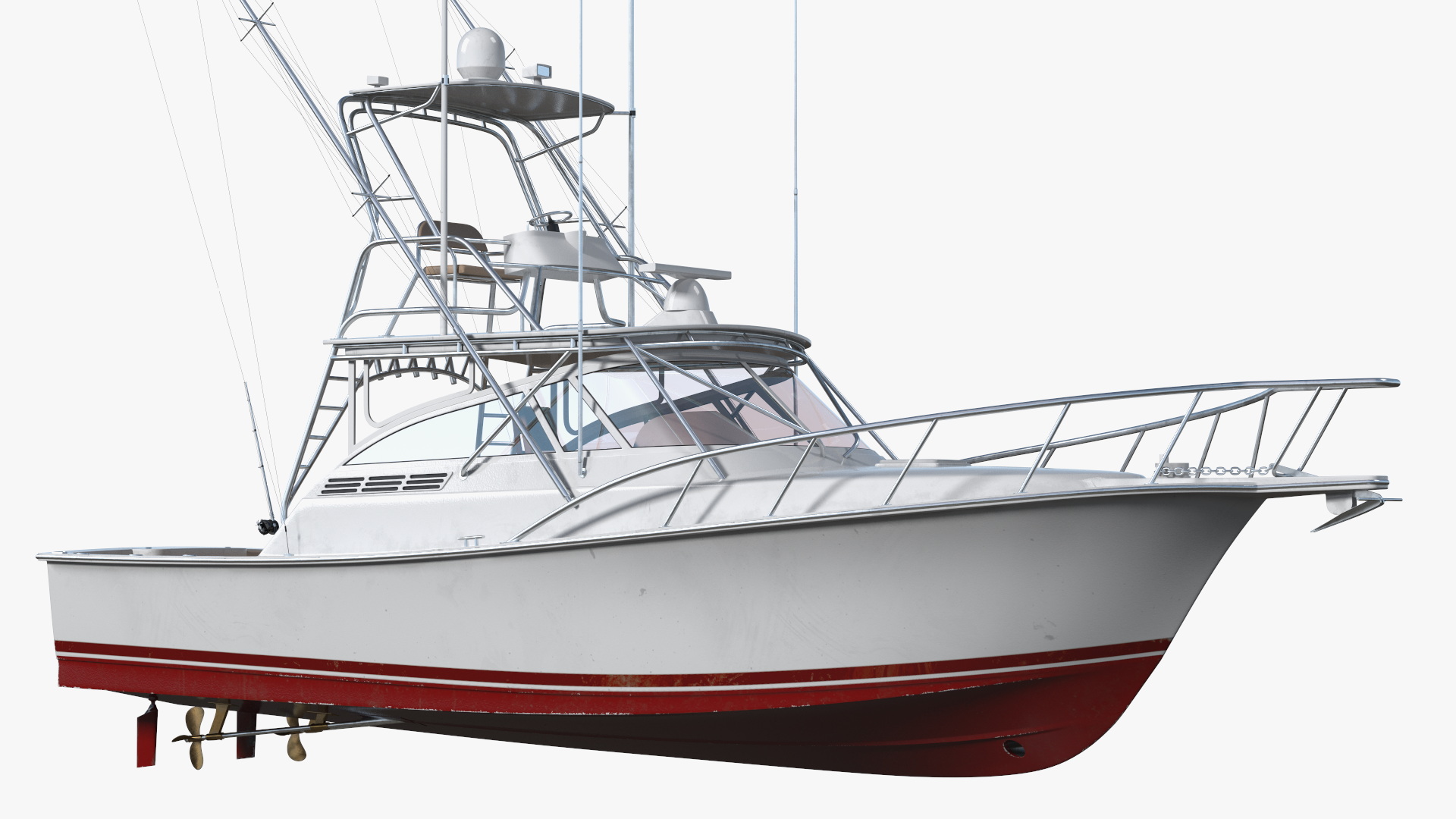 3D Used Sports Fishing Boat Henriques 35 Red