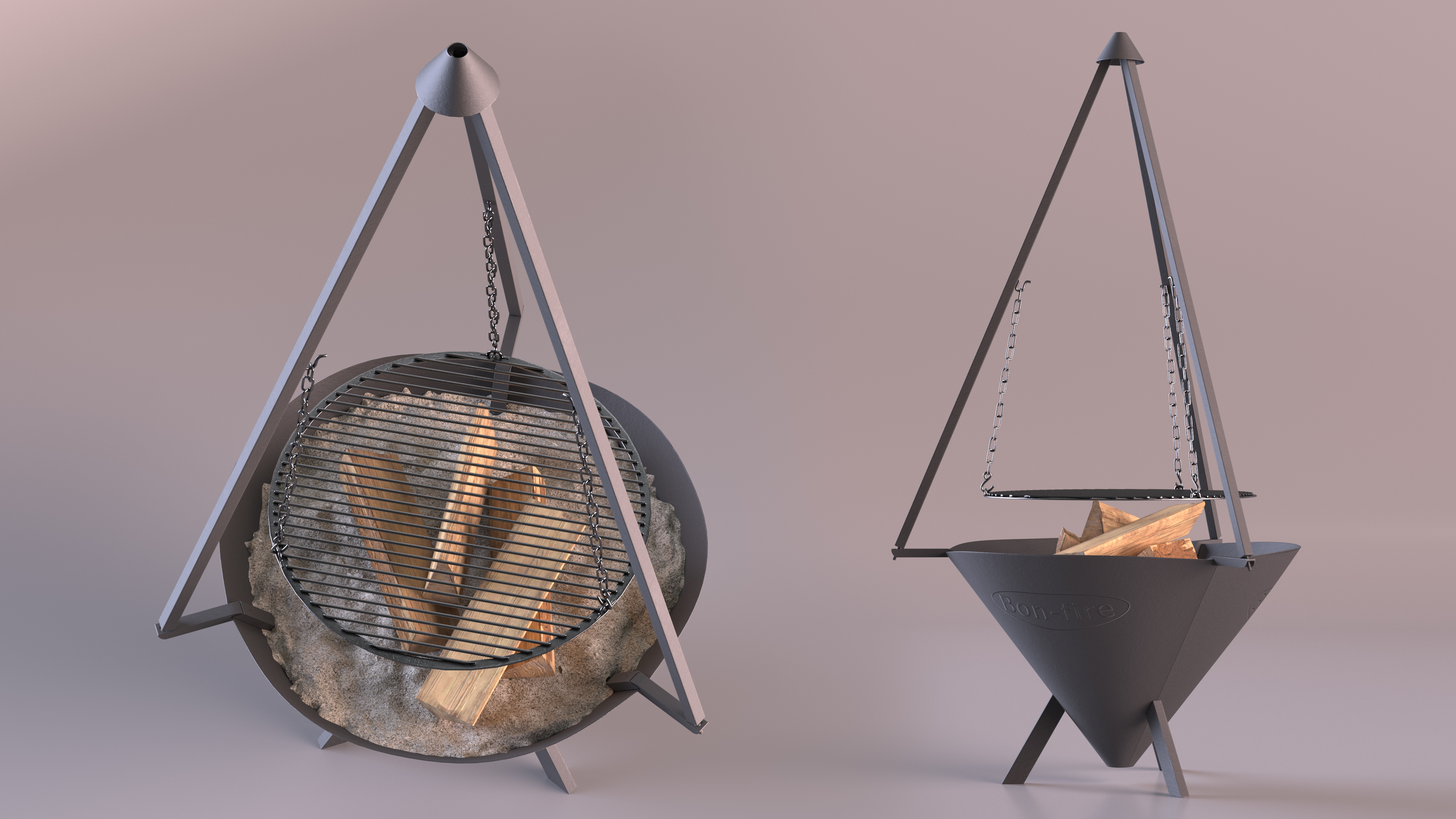 3D Cone Shaped Fire Pit with Grill