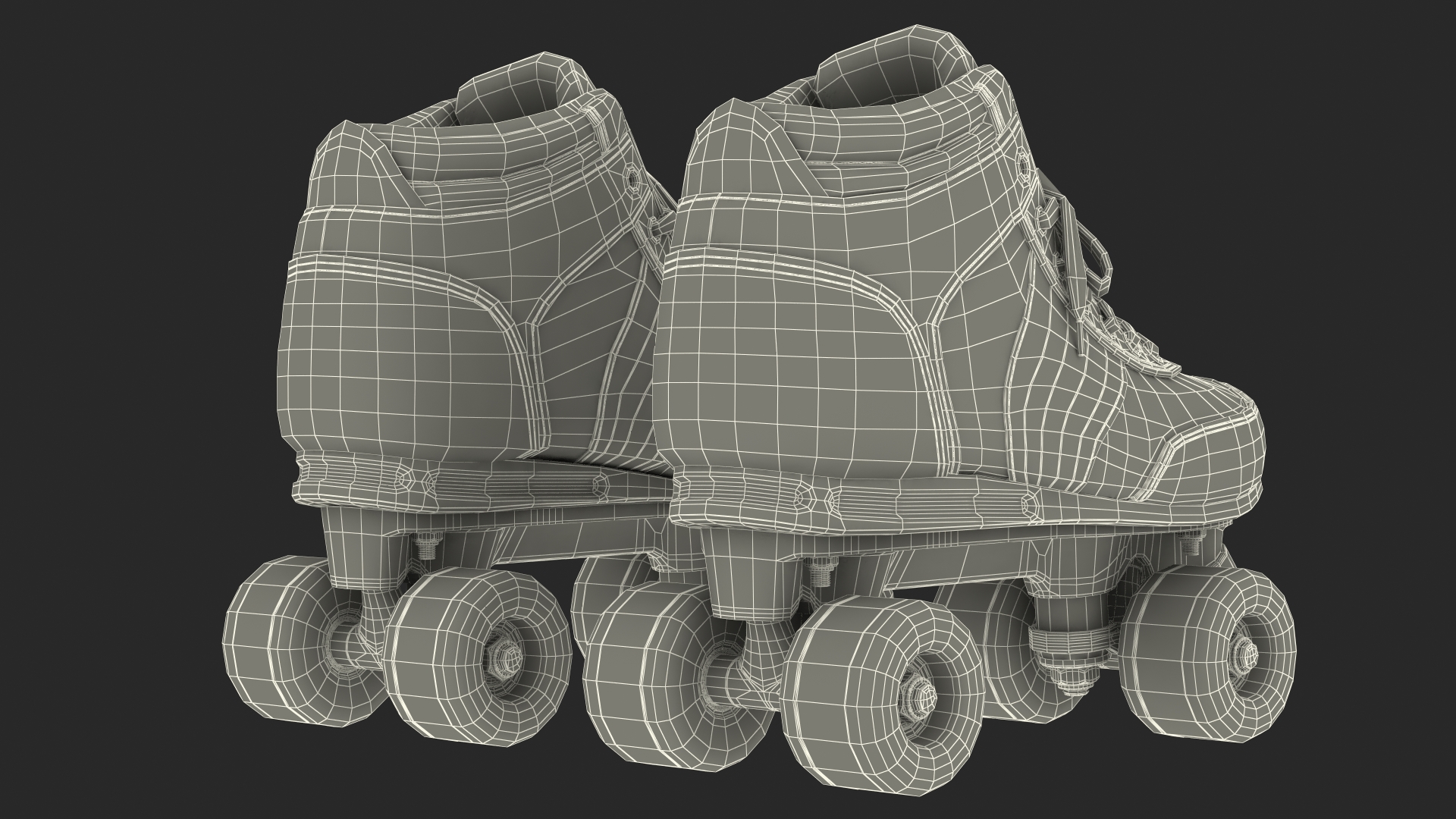 Quad Roller Skates Black 3D model