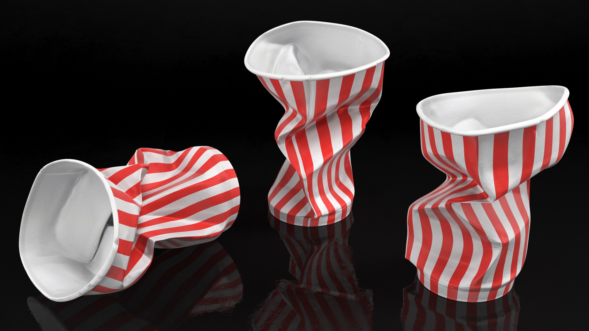 3D Crumpled Drink Cup Striped