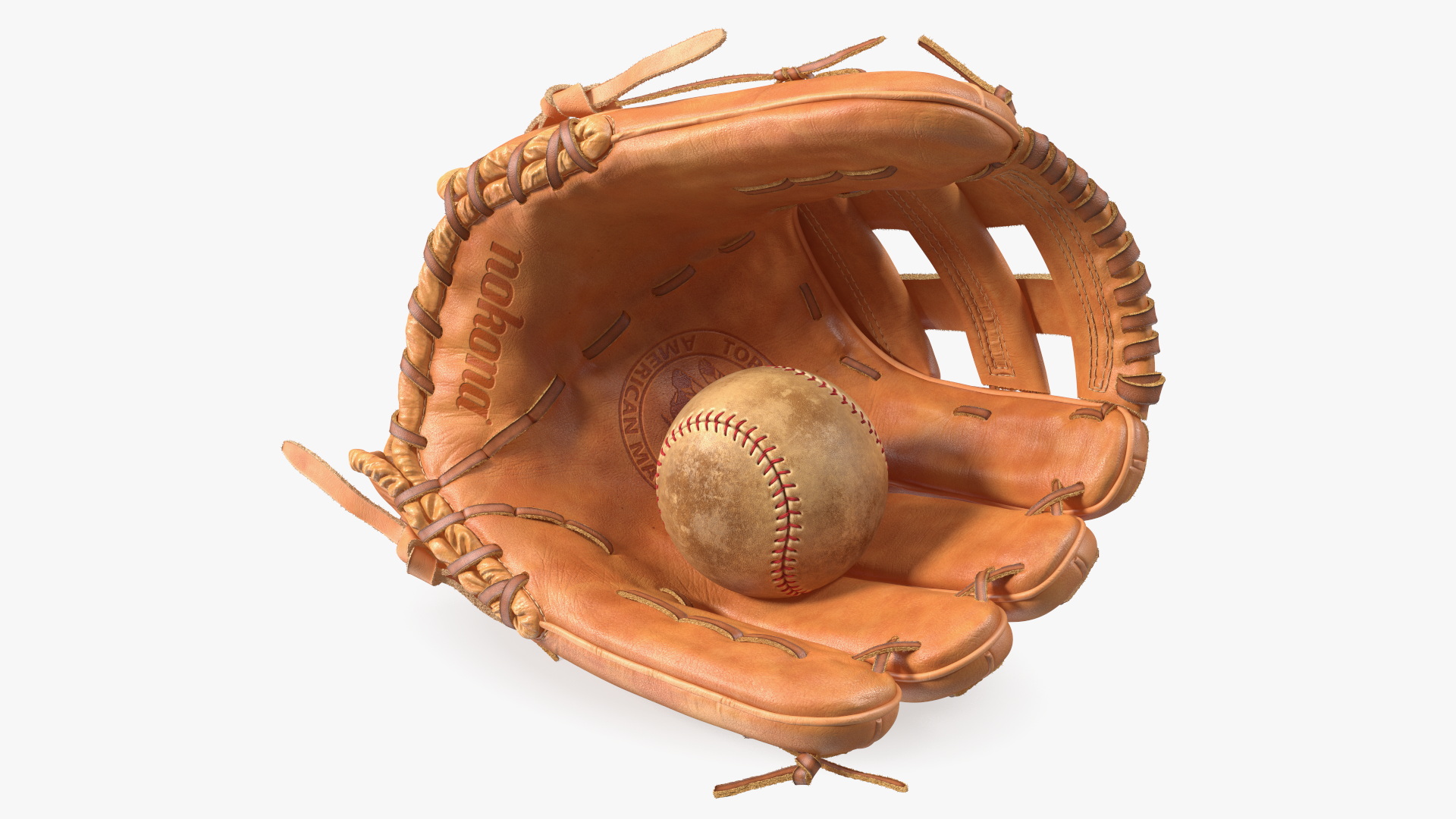 3D Ball with Softball Glove Fur model