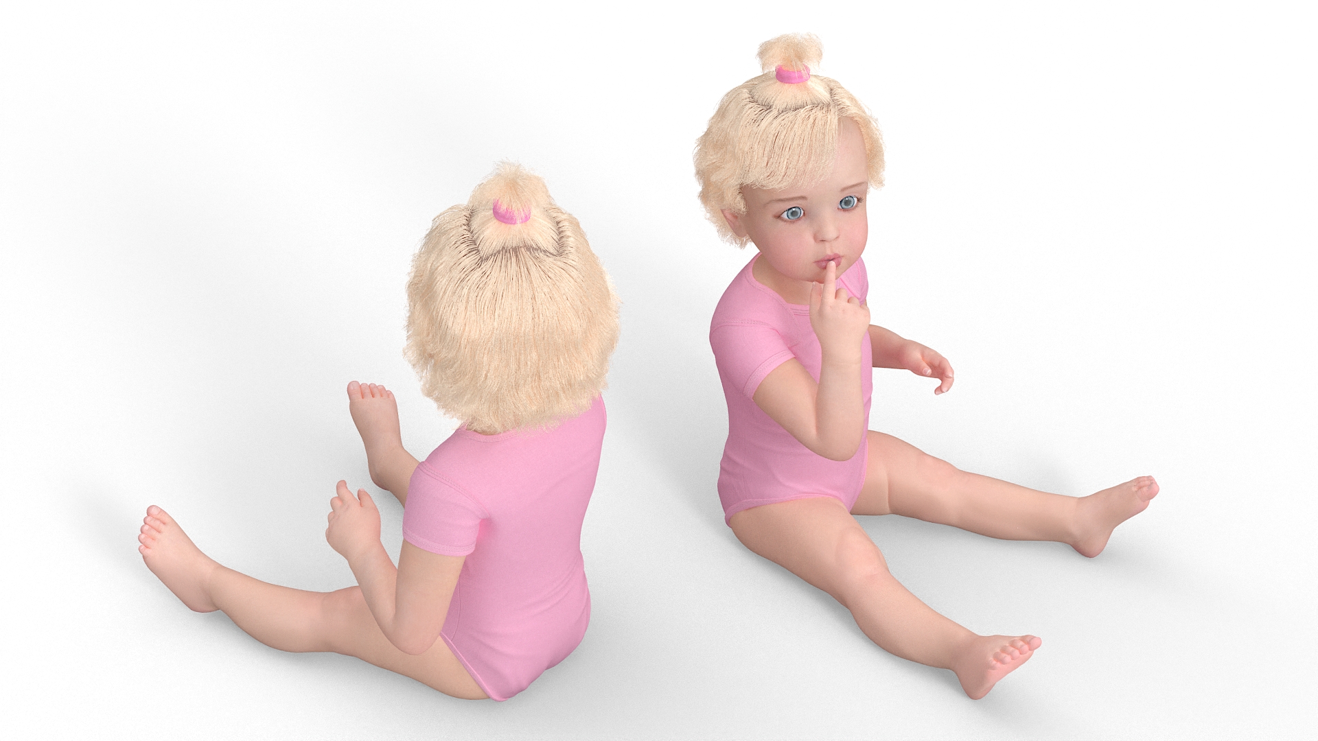 Baby Girl Wearing Bodysuit Sitting 3D model