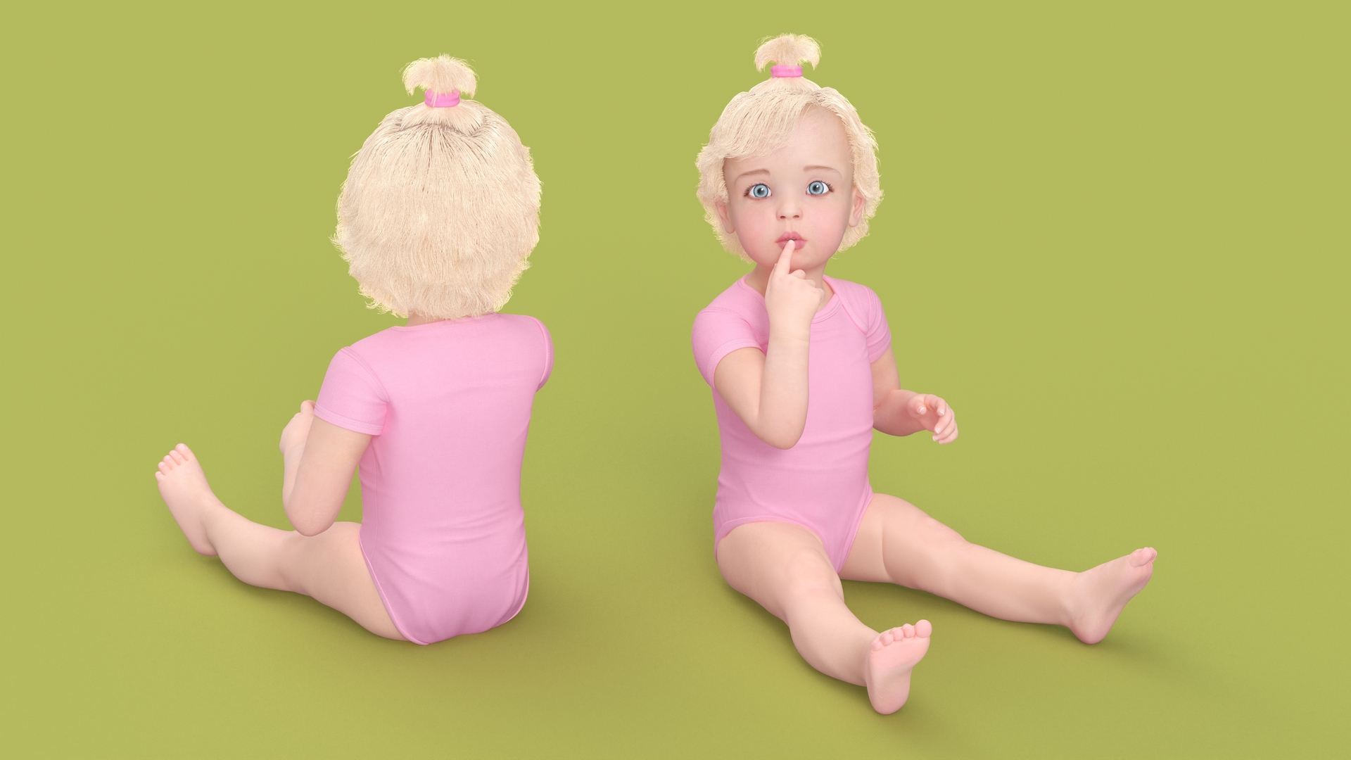 Baby Girl Wearing Bodysuit Sitting 3D model