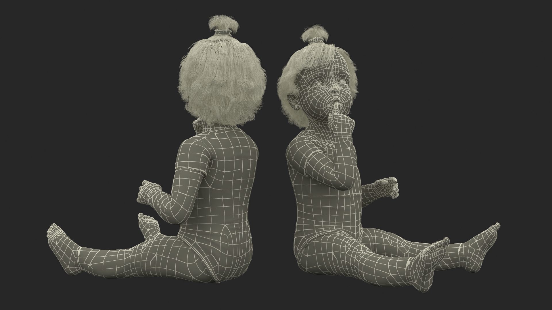 Baby Girl Wearing Bodysuit Sitting 3D model