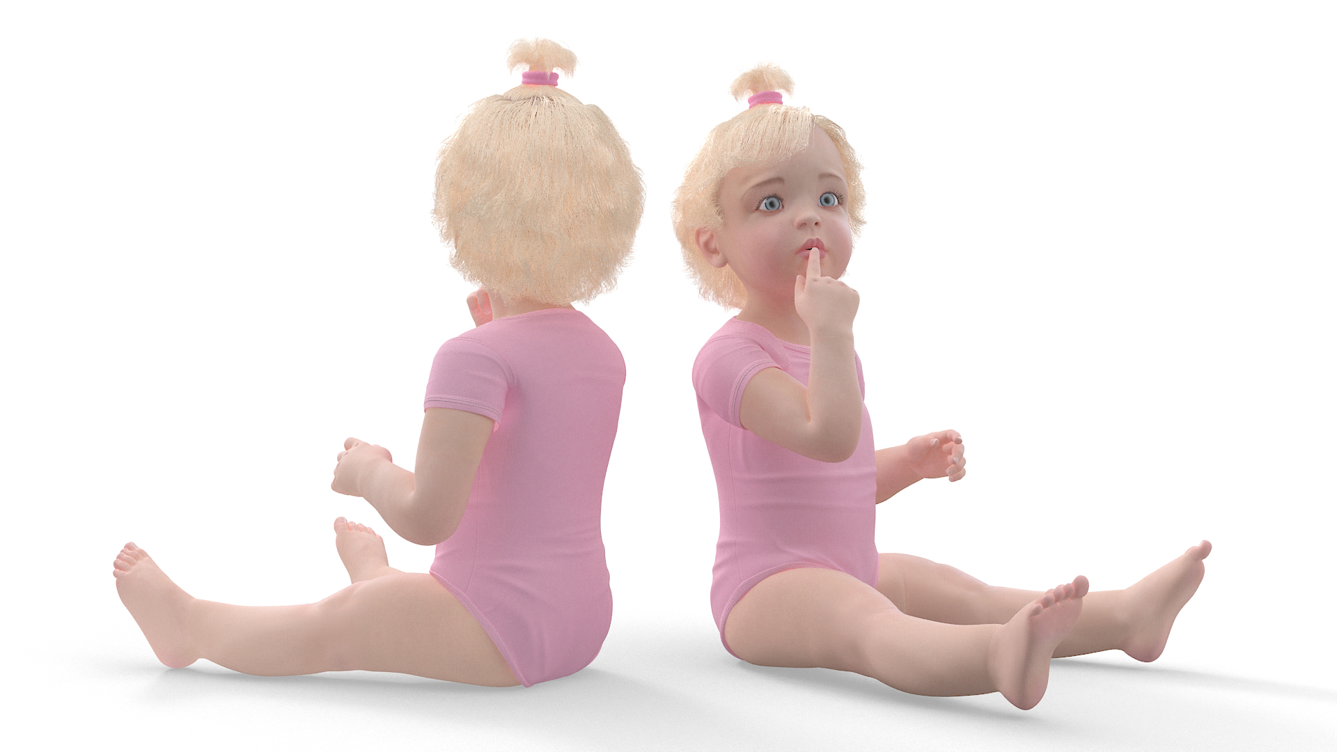 Baby Girl Wearing Bodysuit Sitting 3D model