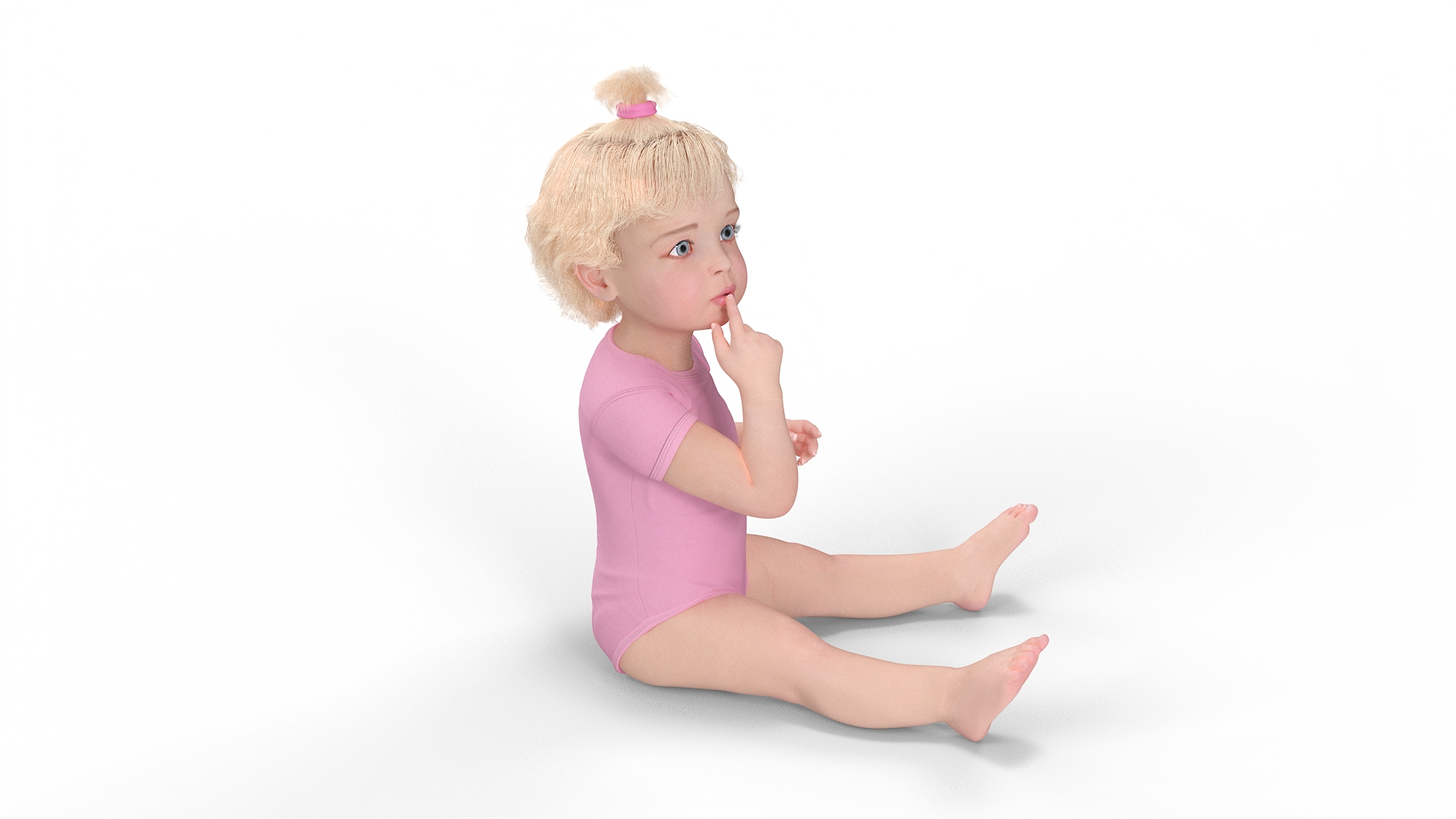 Baby Girl Wearing Bodysuit Sitting 3D model