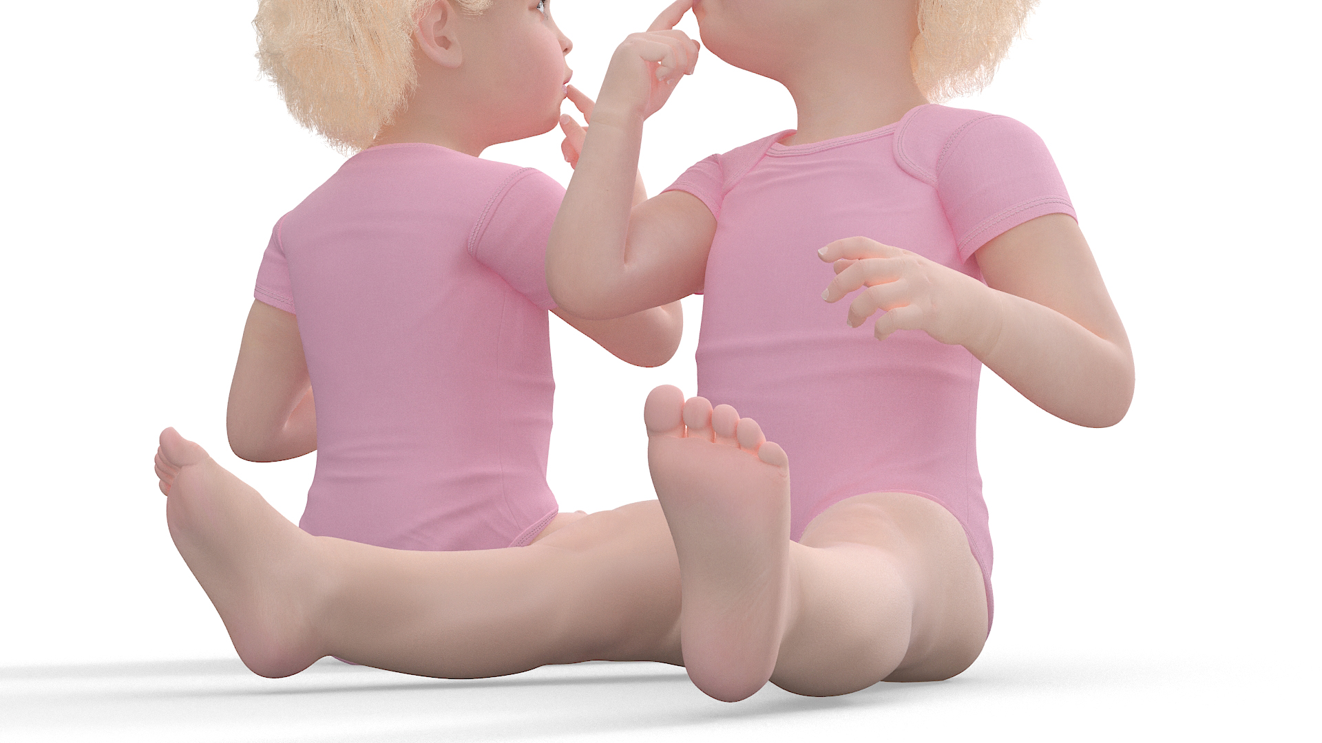 Baby Girl Wearing Bodysuit Sitting 3D model