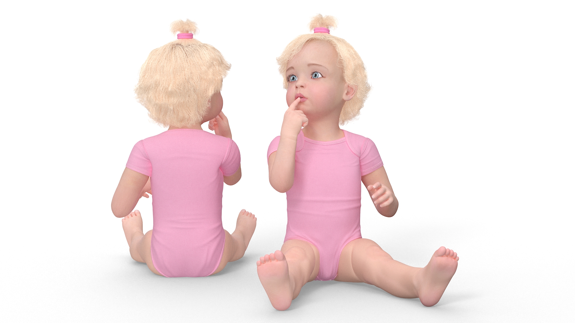 Baby Girl Wearing Bodysuit Sitting 3D model