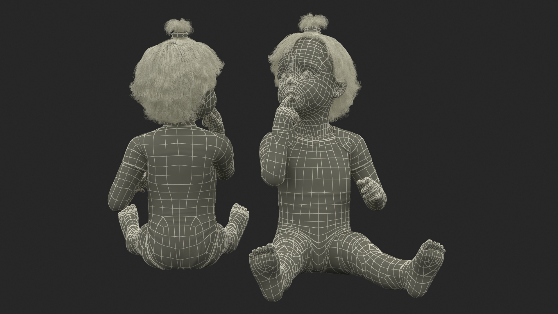 Baby Girl Wearing Bodysuit Sitting 3D model