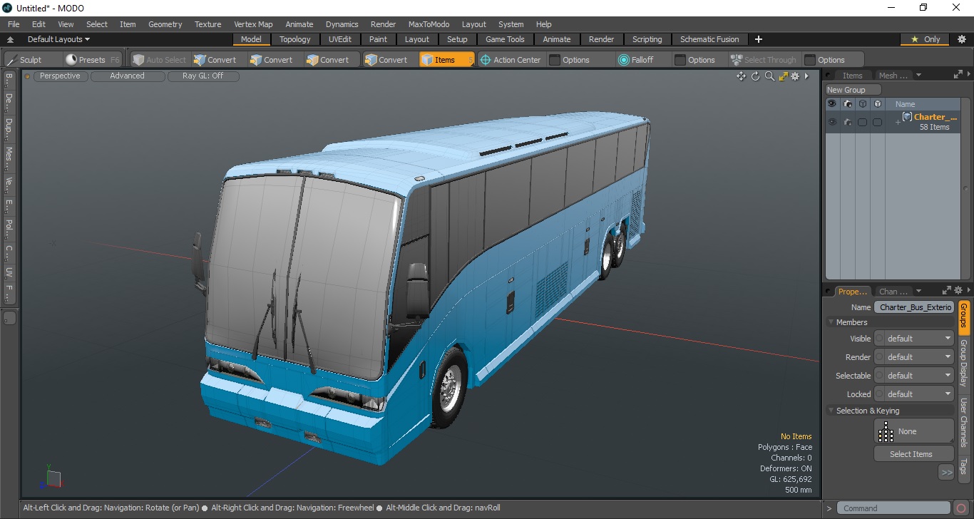 3D model Charter Bus Exterior Only