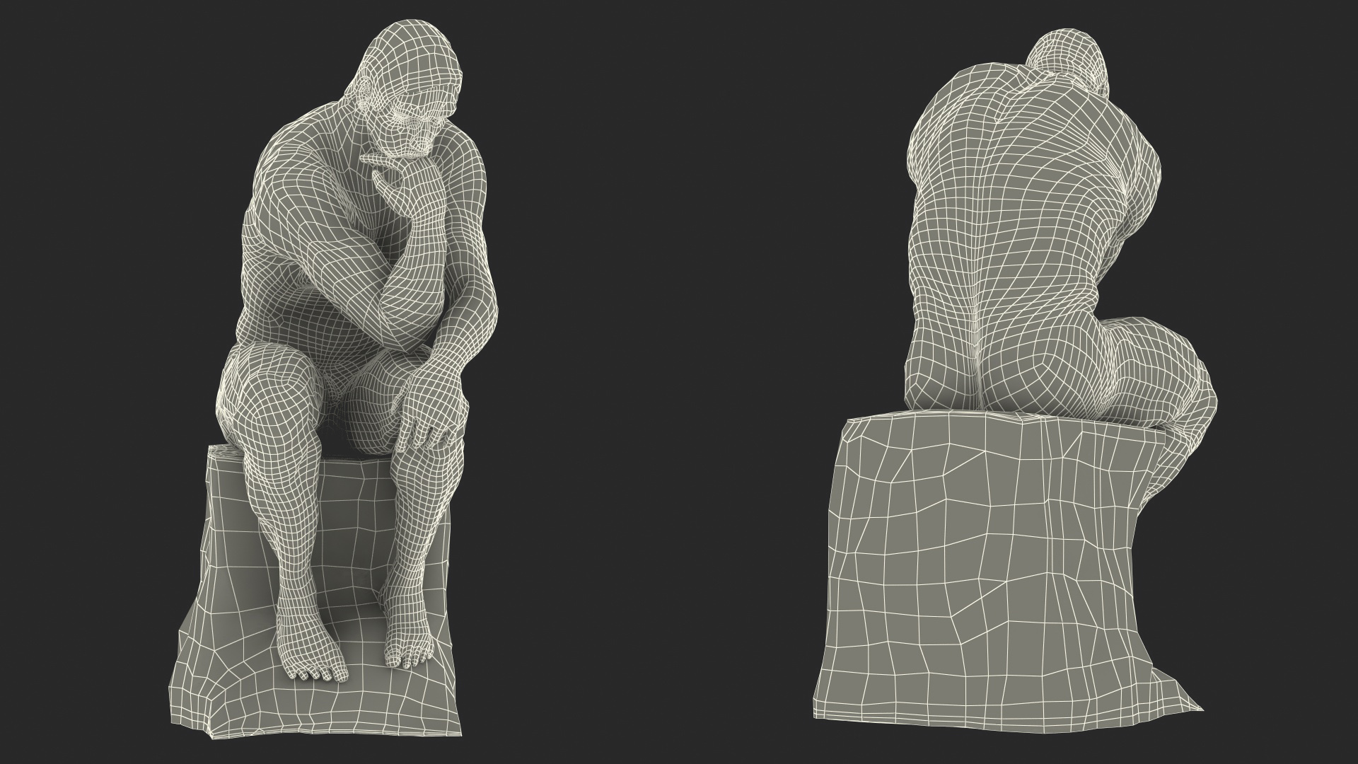 3D The Thinker Statue Marble for 3D Print model