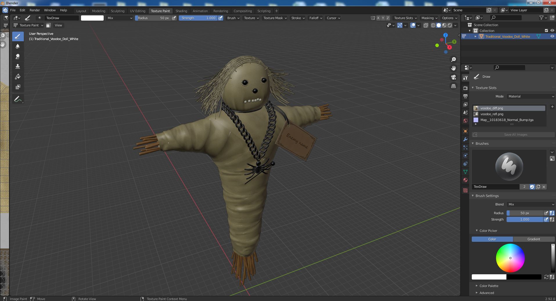 Traditional Voodoo Doll White 3D model