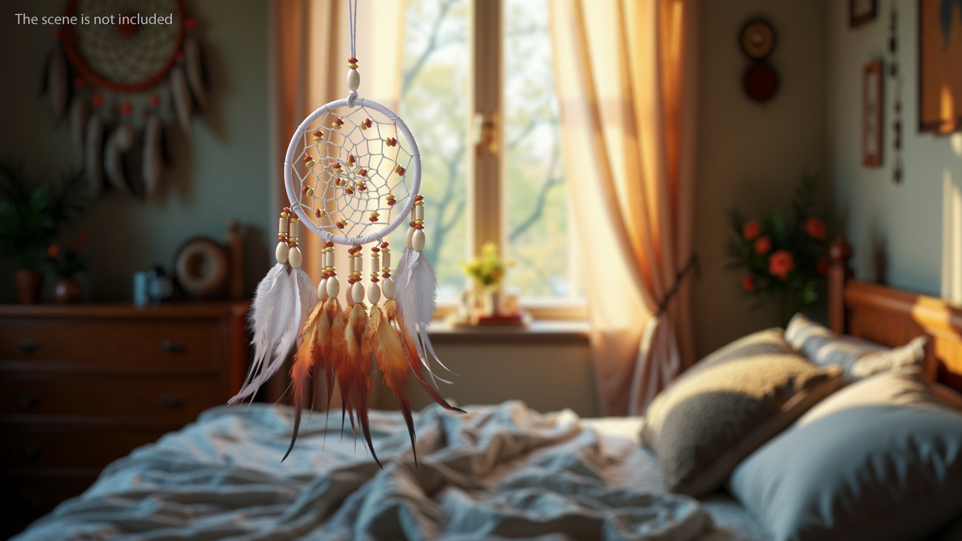 3D model Dreamcatcher with Feathers and Beads One Ring