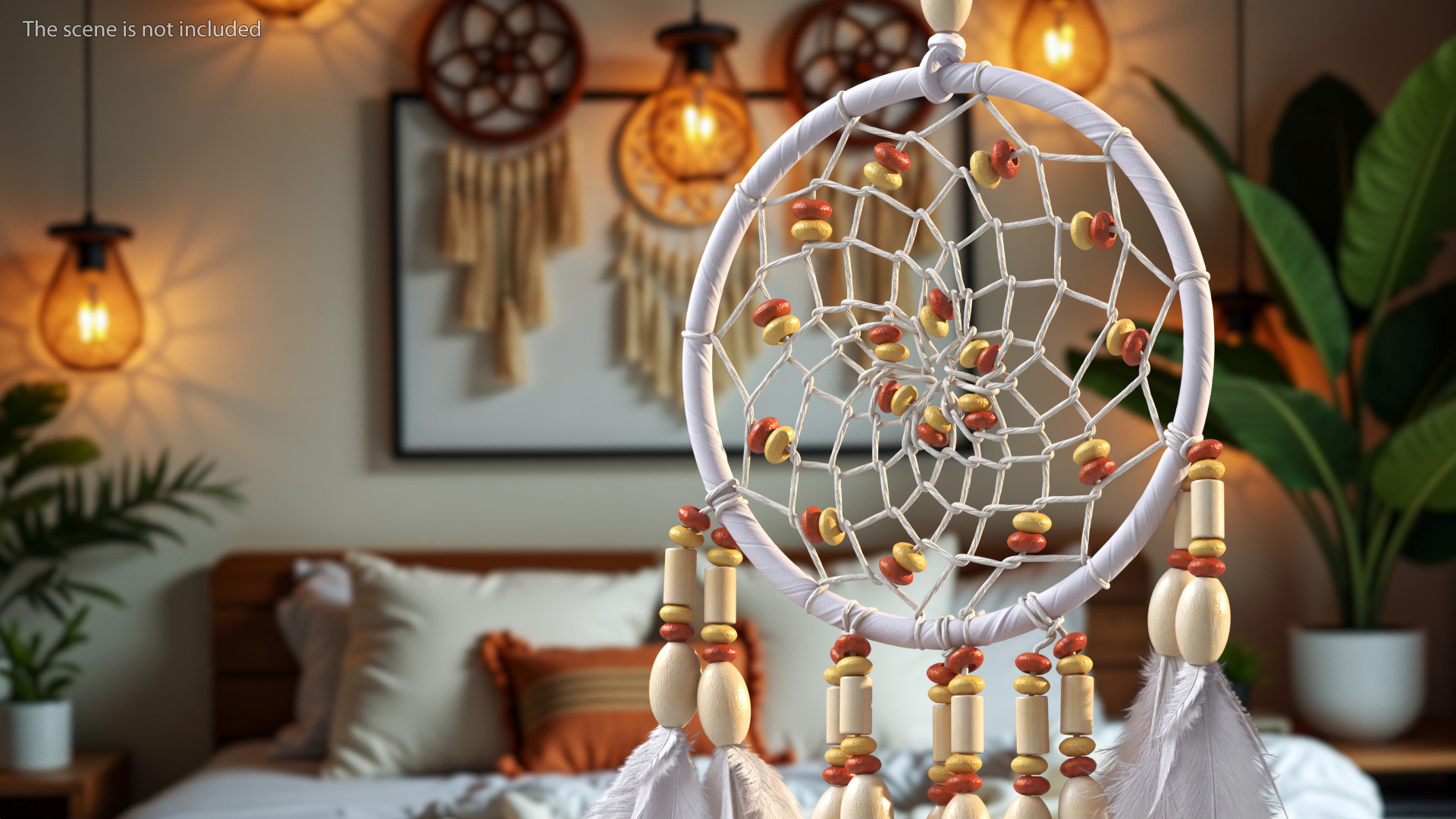 3D model Dreamcatcher with Feathers and Beads One Ring