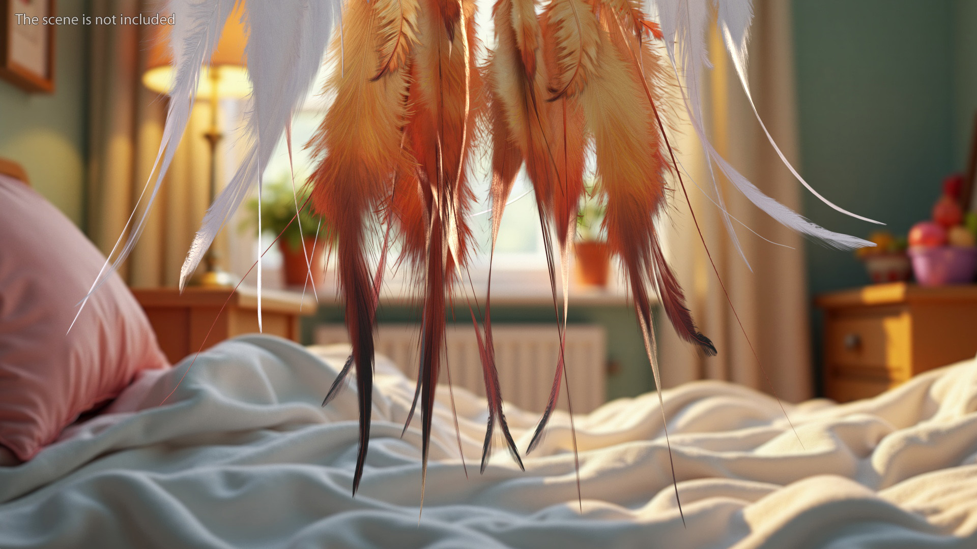 3D model Dreamcatcher with Feathers and Beads One Ring