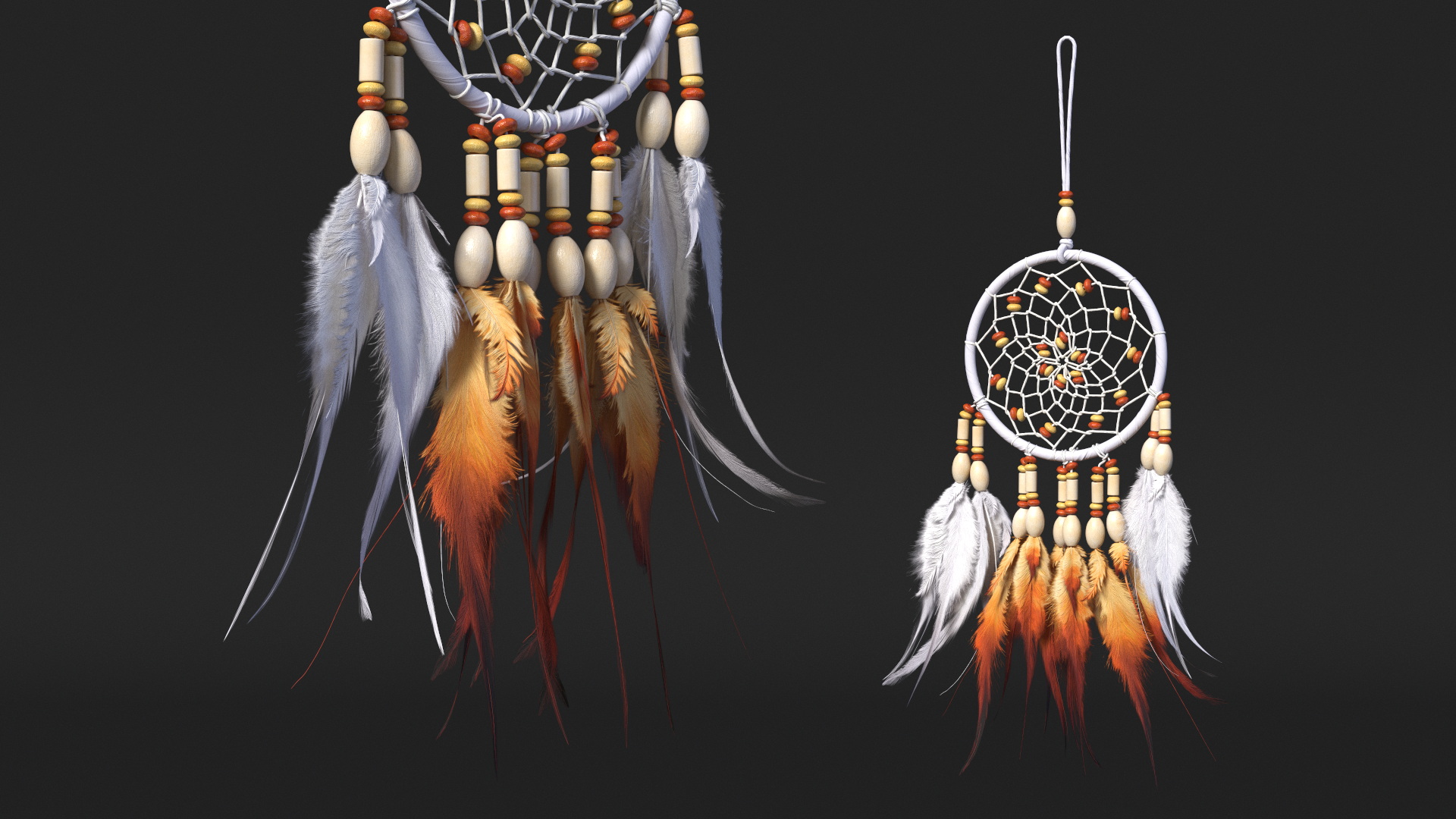 3D model Dreamcatcher with Feathers and Beads One Ring