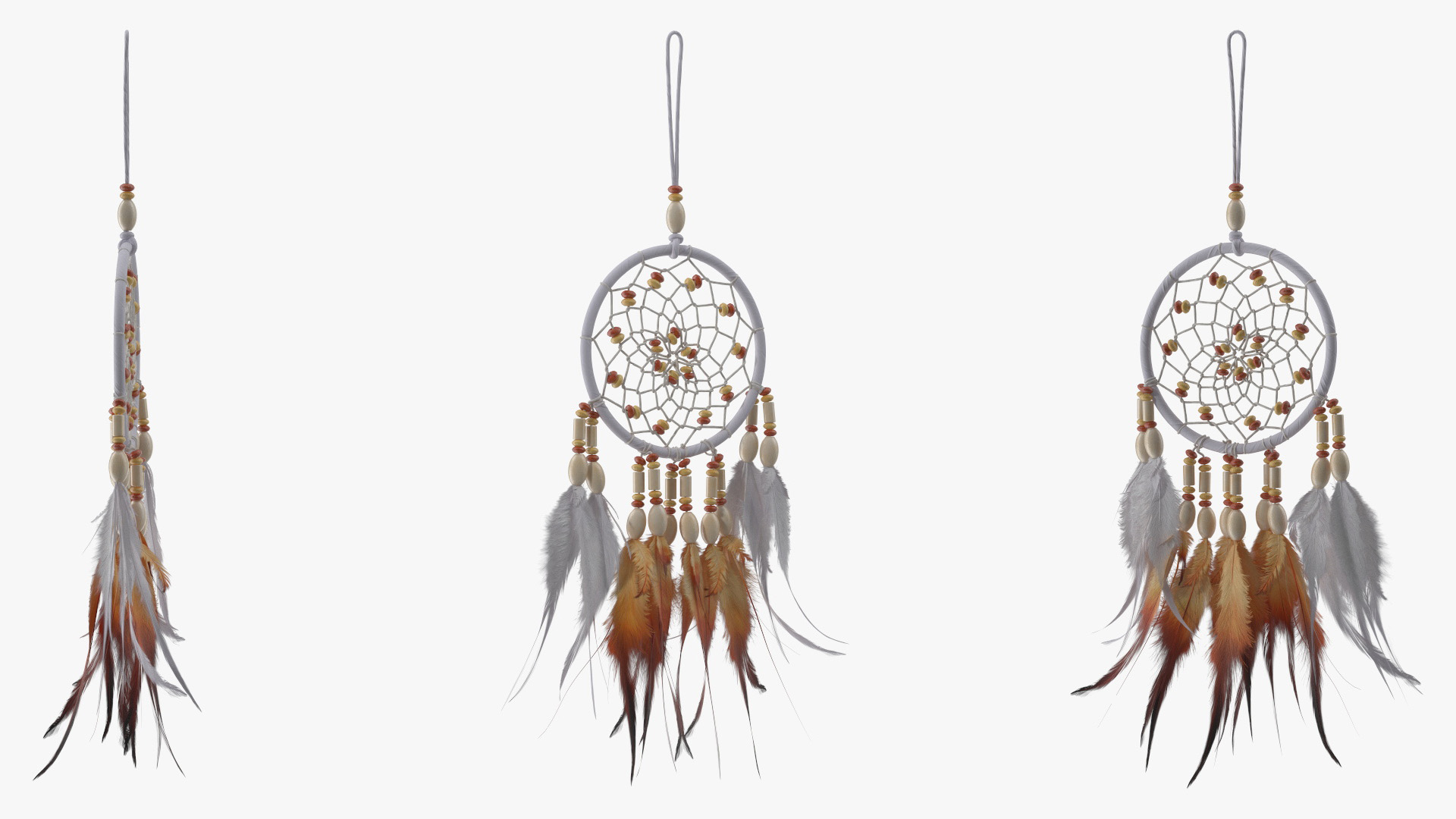 3D model Dreamcatcher with Feathers and Beads One Ring