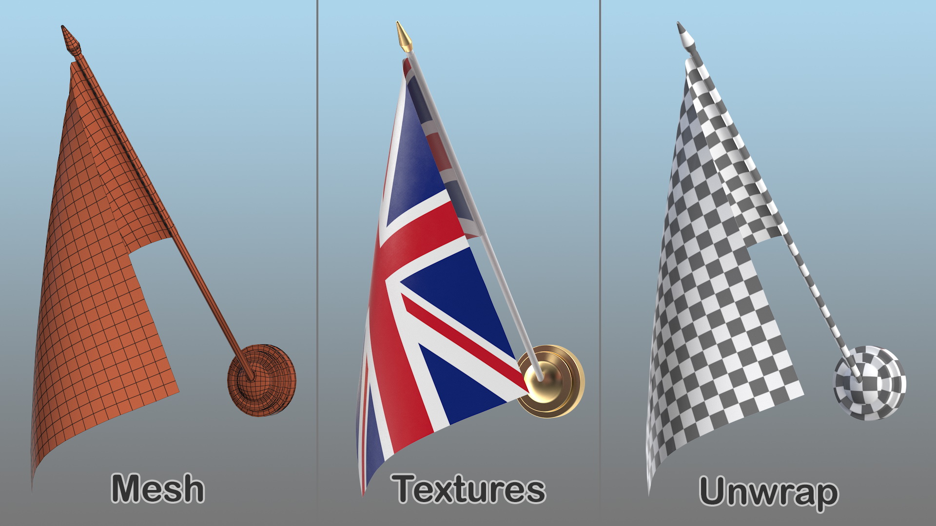 Wall Flag United Kingdom 3D model