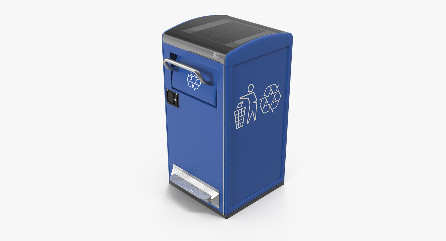 3D Modern Solar Recycling Bin