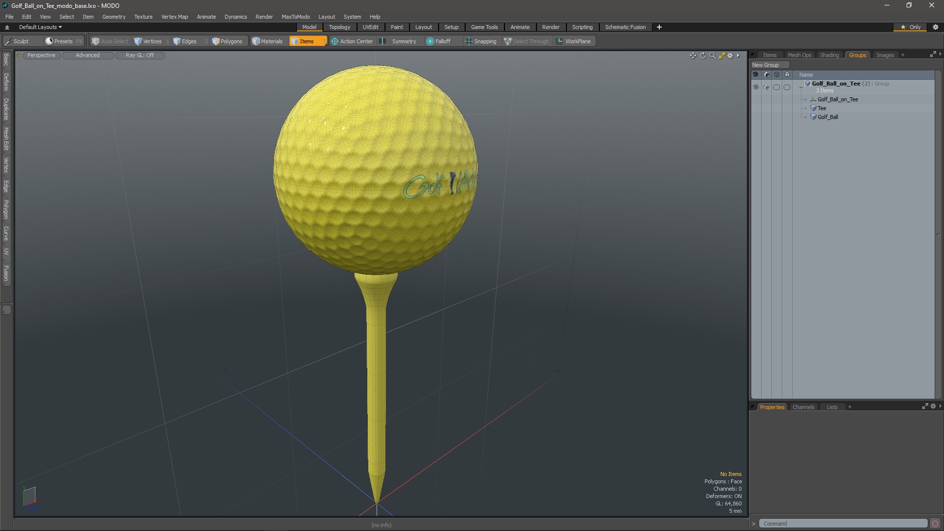 3D Golf Ball on Tee