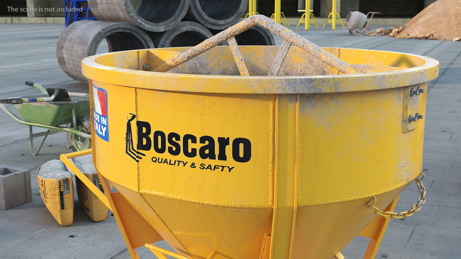 3D Empty Used Concrete Bucket