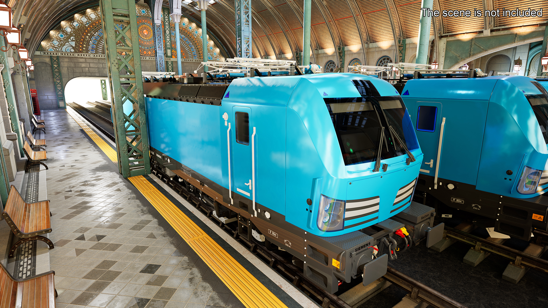 3D model Railway Modern Locomotive Blue