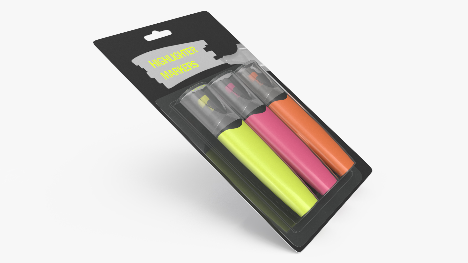 3 Highlighter Markers with Package 3D model