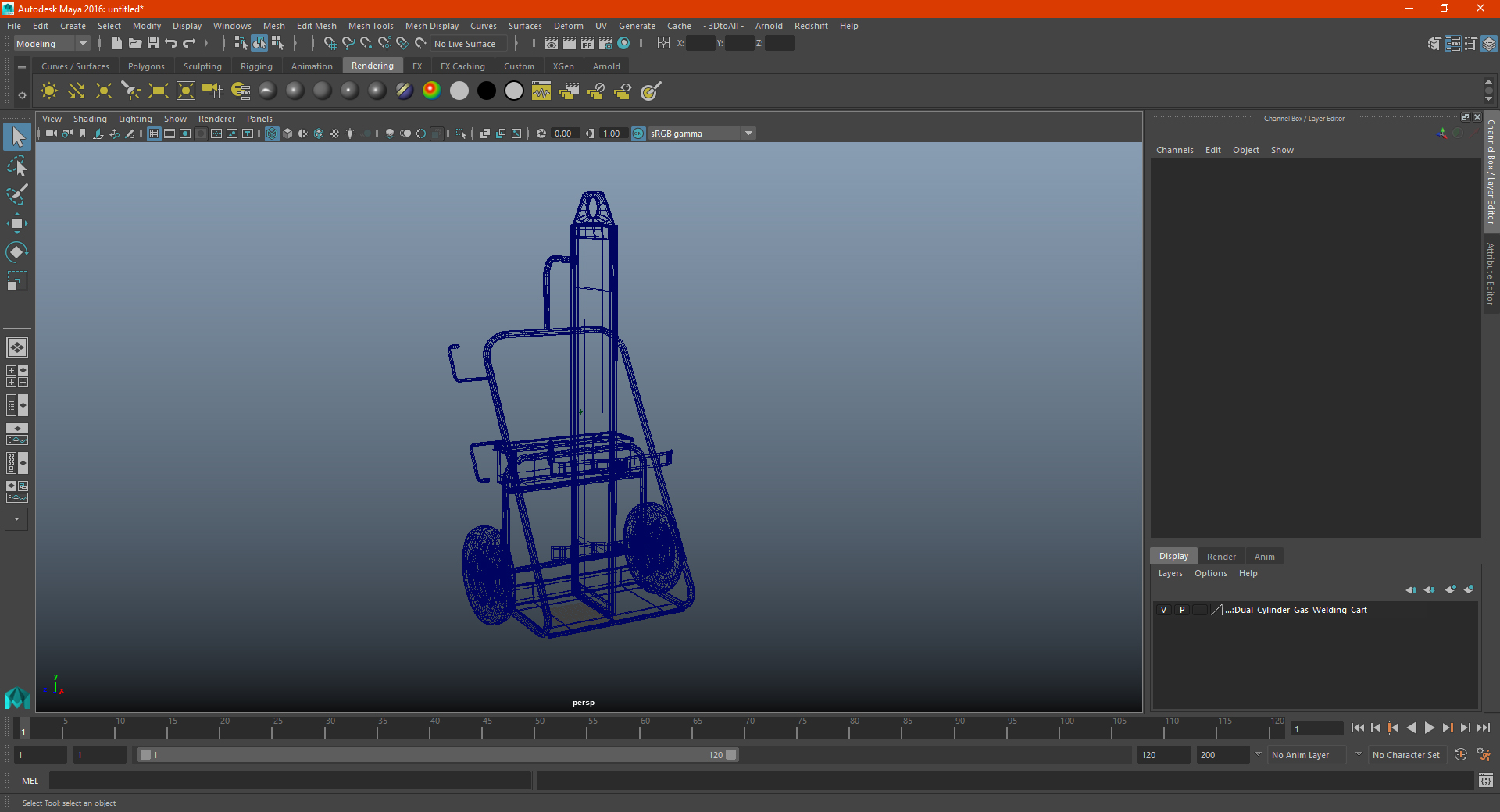 Dual Cylinder Gas Welding Cart Old 3D model