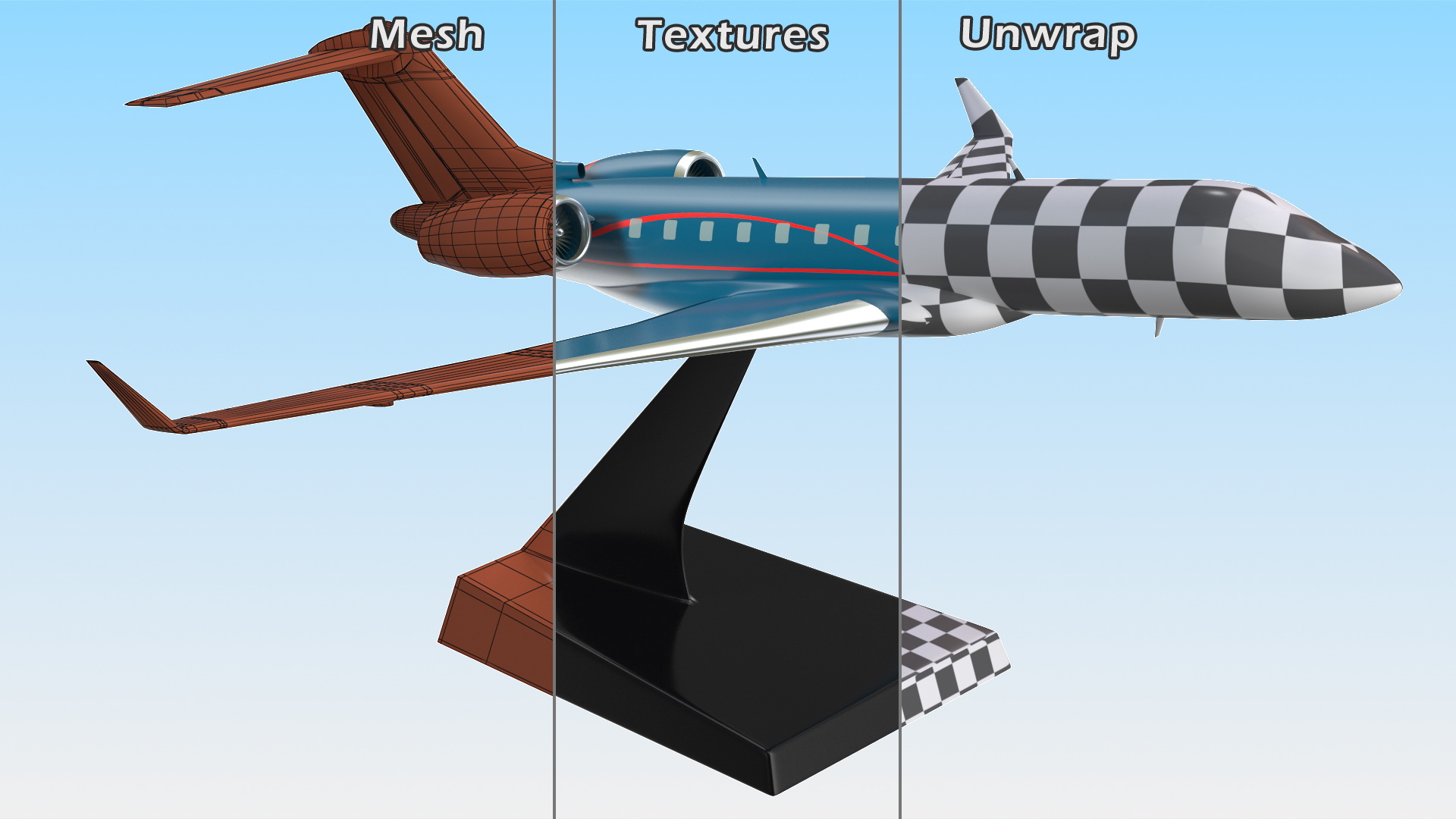 3D model Business Jet Scale Model with Stand