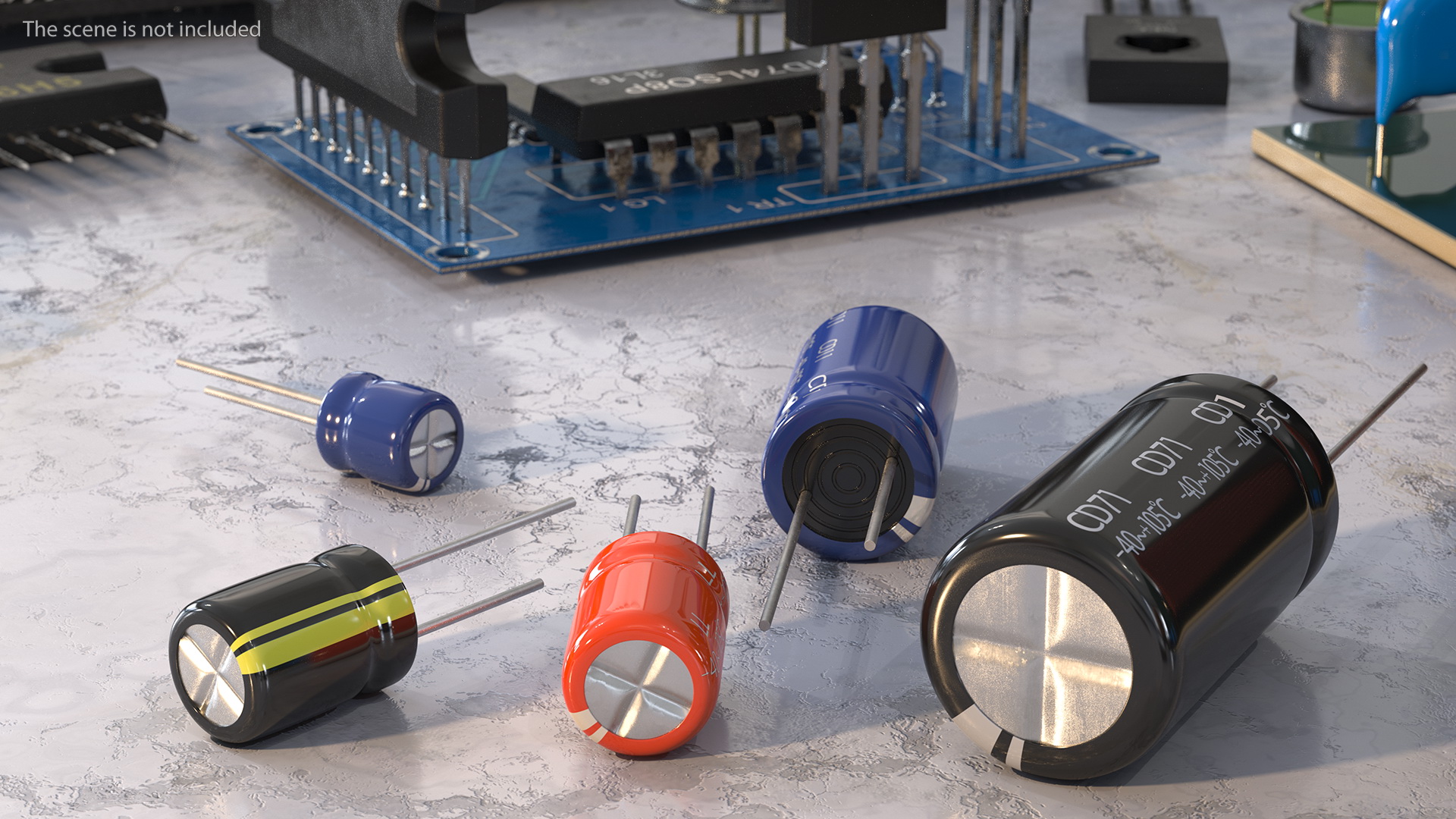 3D model Aluminum Electrolytic Capacitor Set