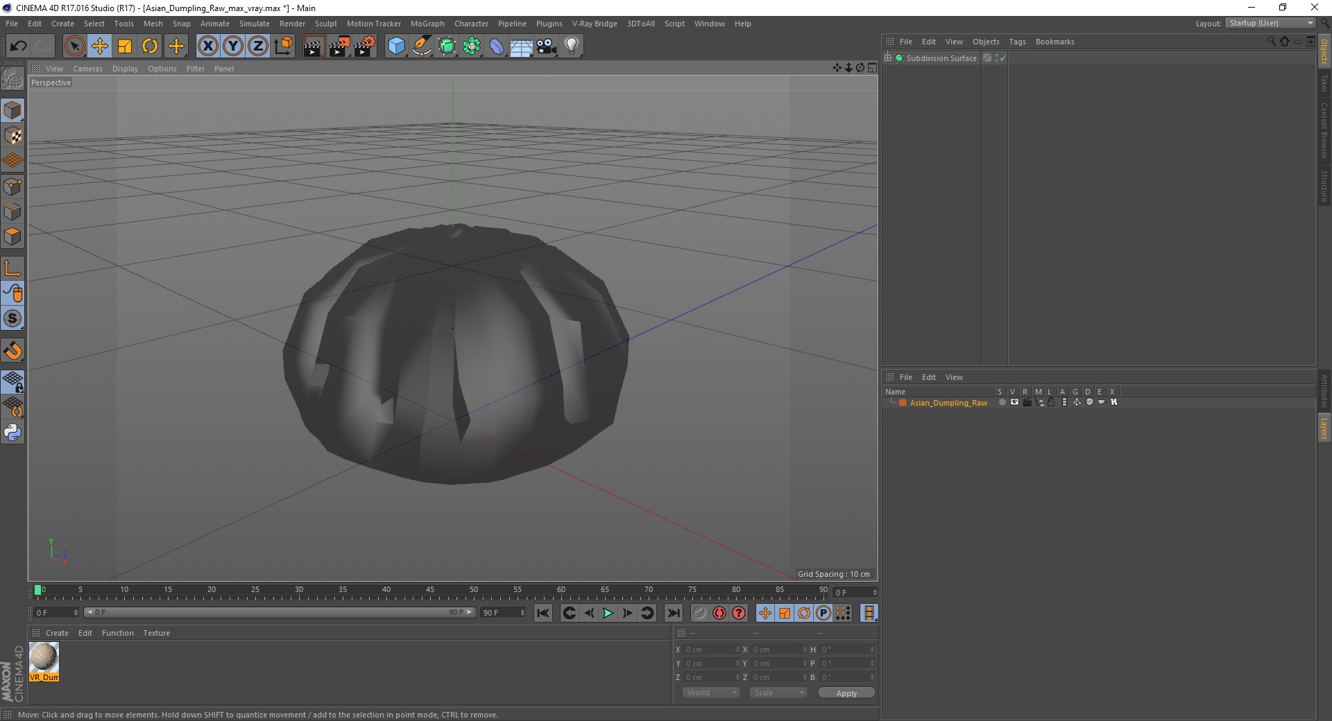 3D Asian Dumpling Raw for 3D Print