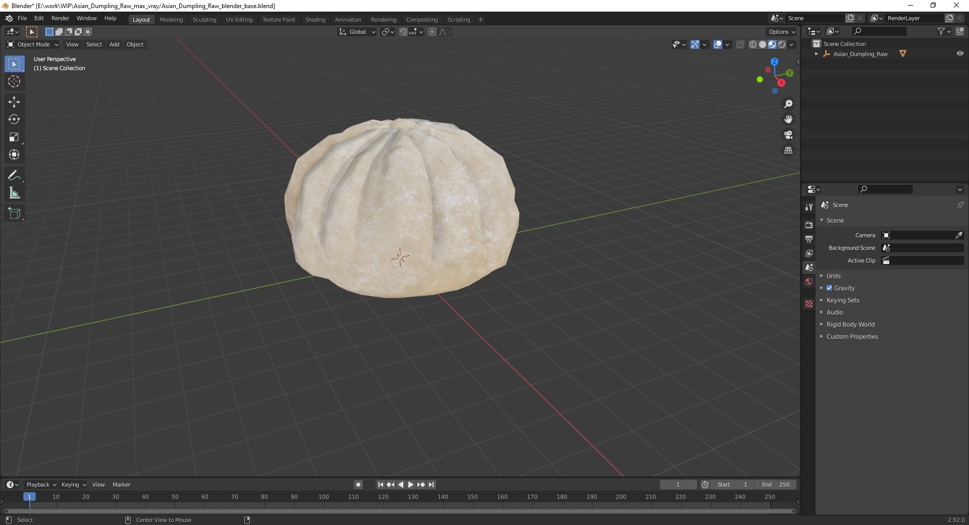 3D Asian Dumpling Raw for 3D Print