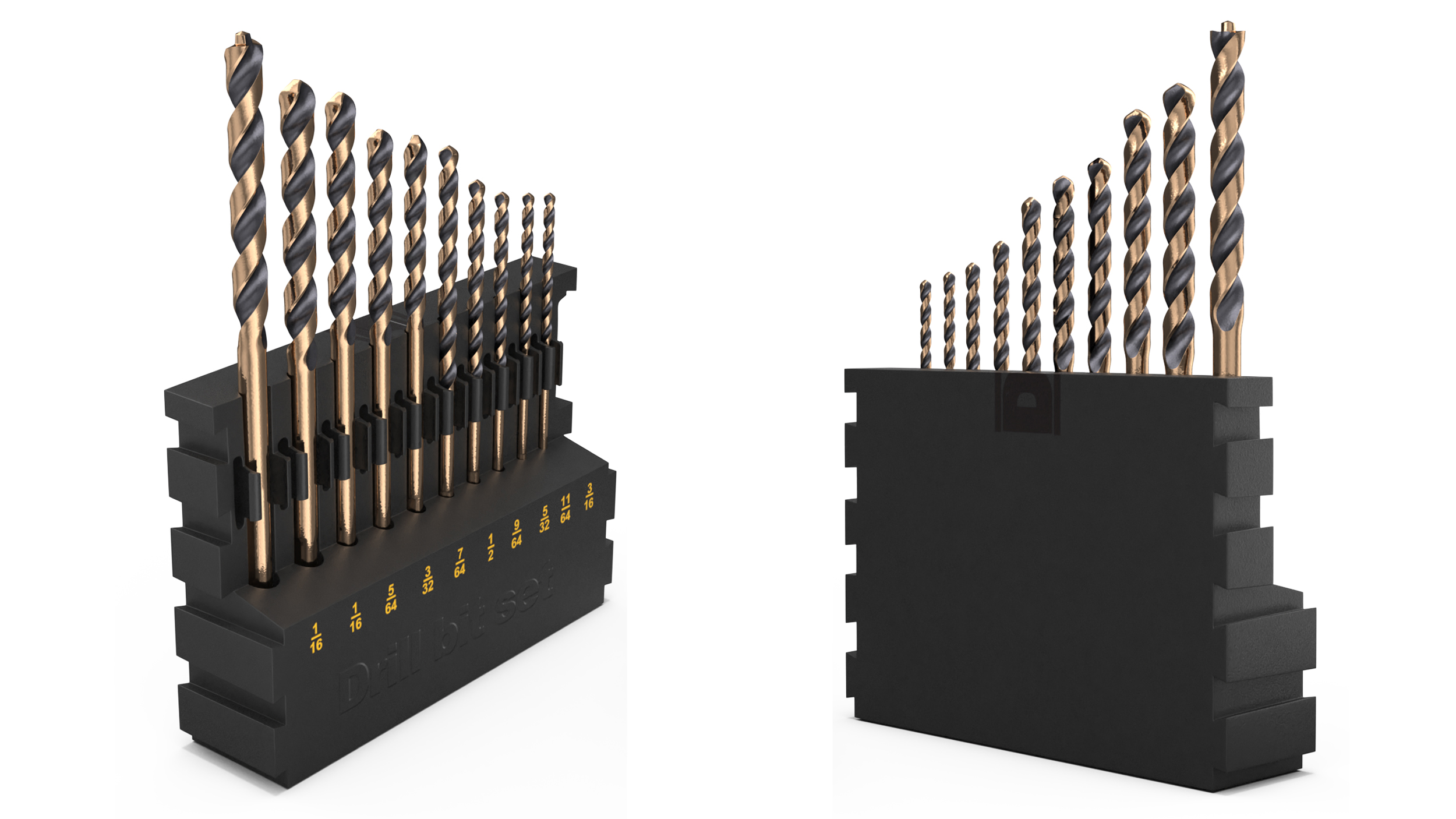 3D Gold Ferrous Drill Bit Set