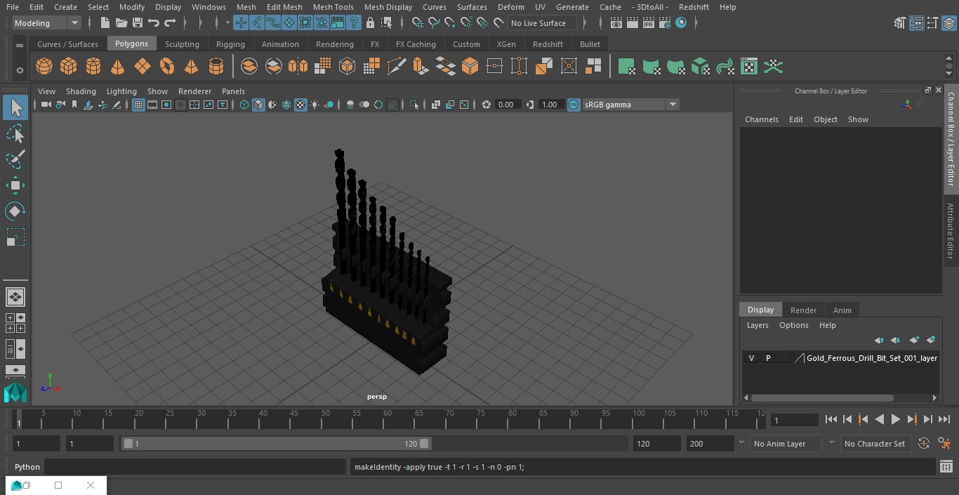 3D Gold Ferrous Drill Bit Set