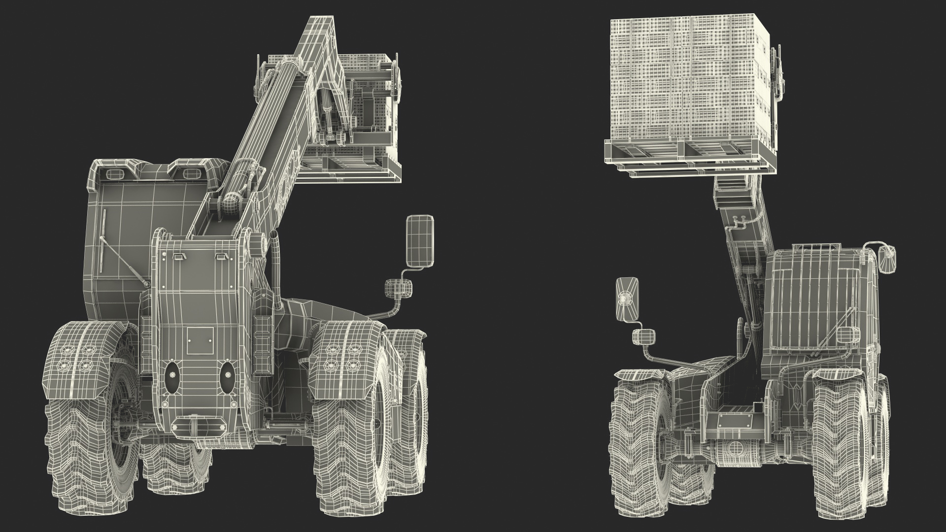 Telescopic Loader With Pallet of Bricks 3D model