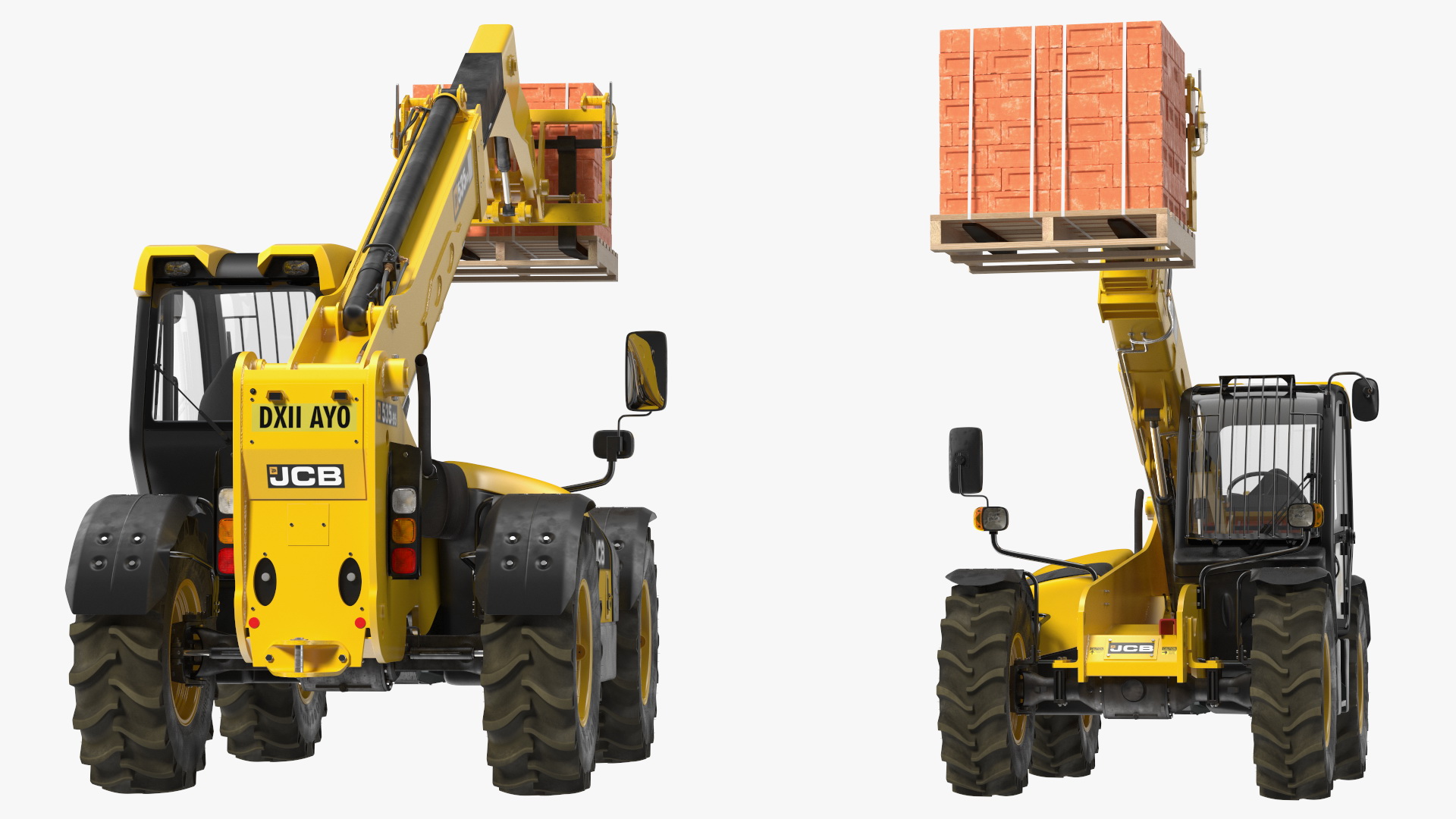 Telescopic Loader With Pallet of Bricks 3D model