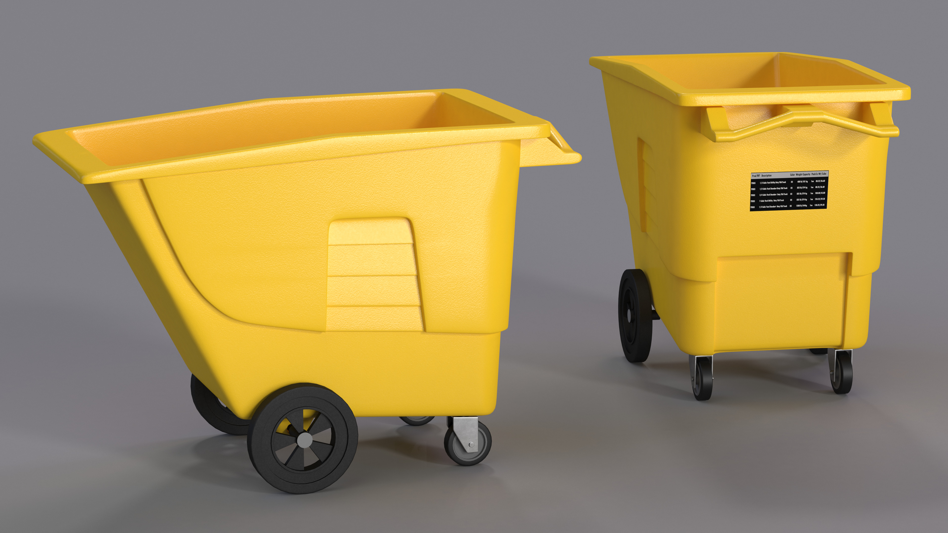 3D Industrial Yellow Trash Cart model