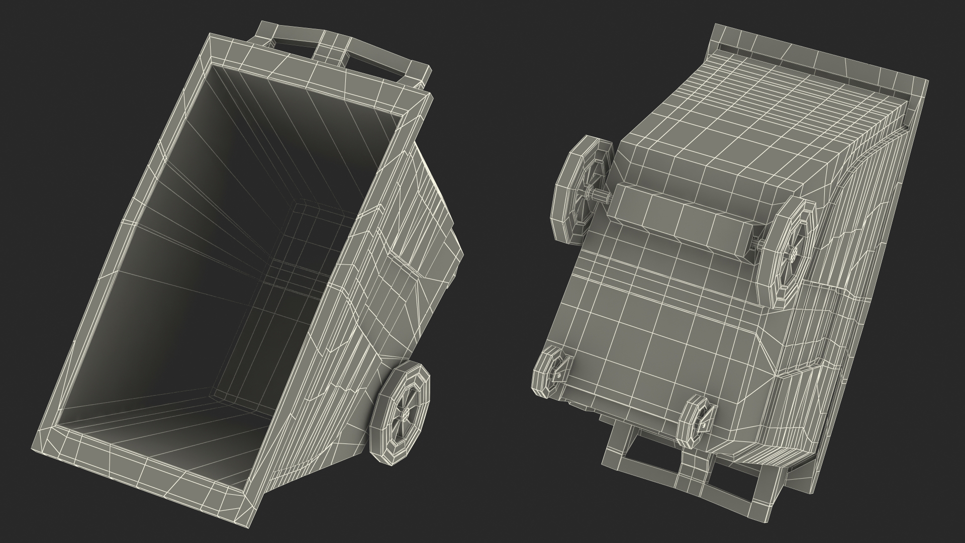 3D Industrial Yellow Trash Cart model