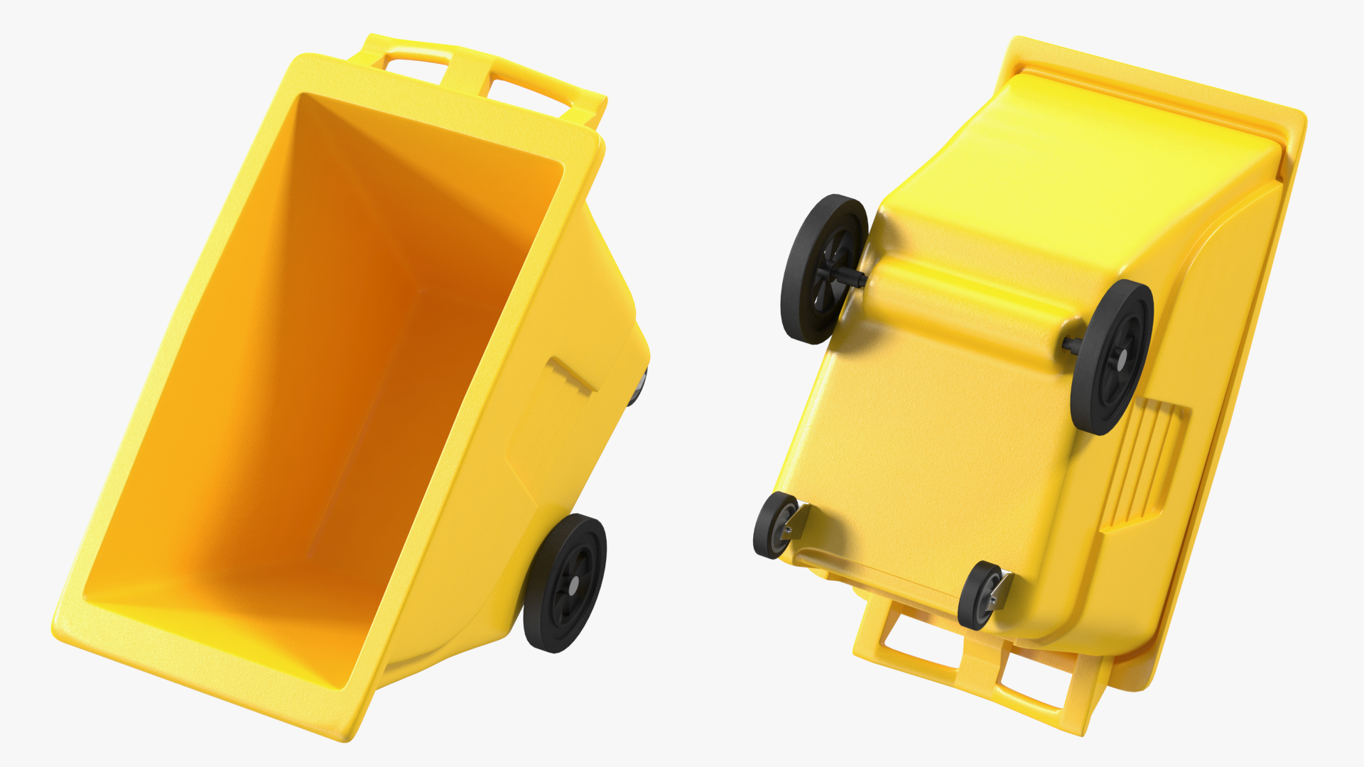 3D Industrial Yellow Trash Cart model