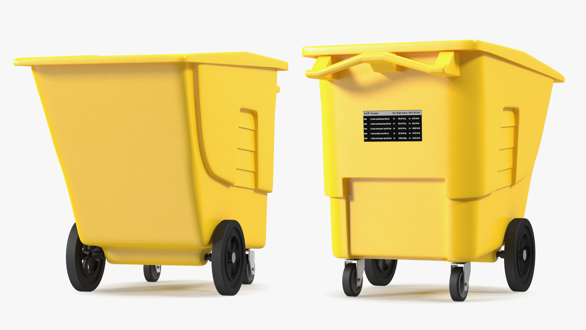 3D Industrial Yellow Trash Cart model