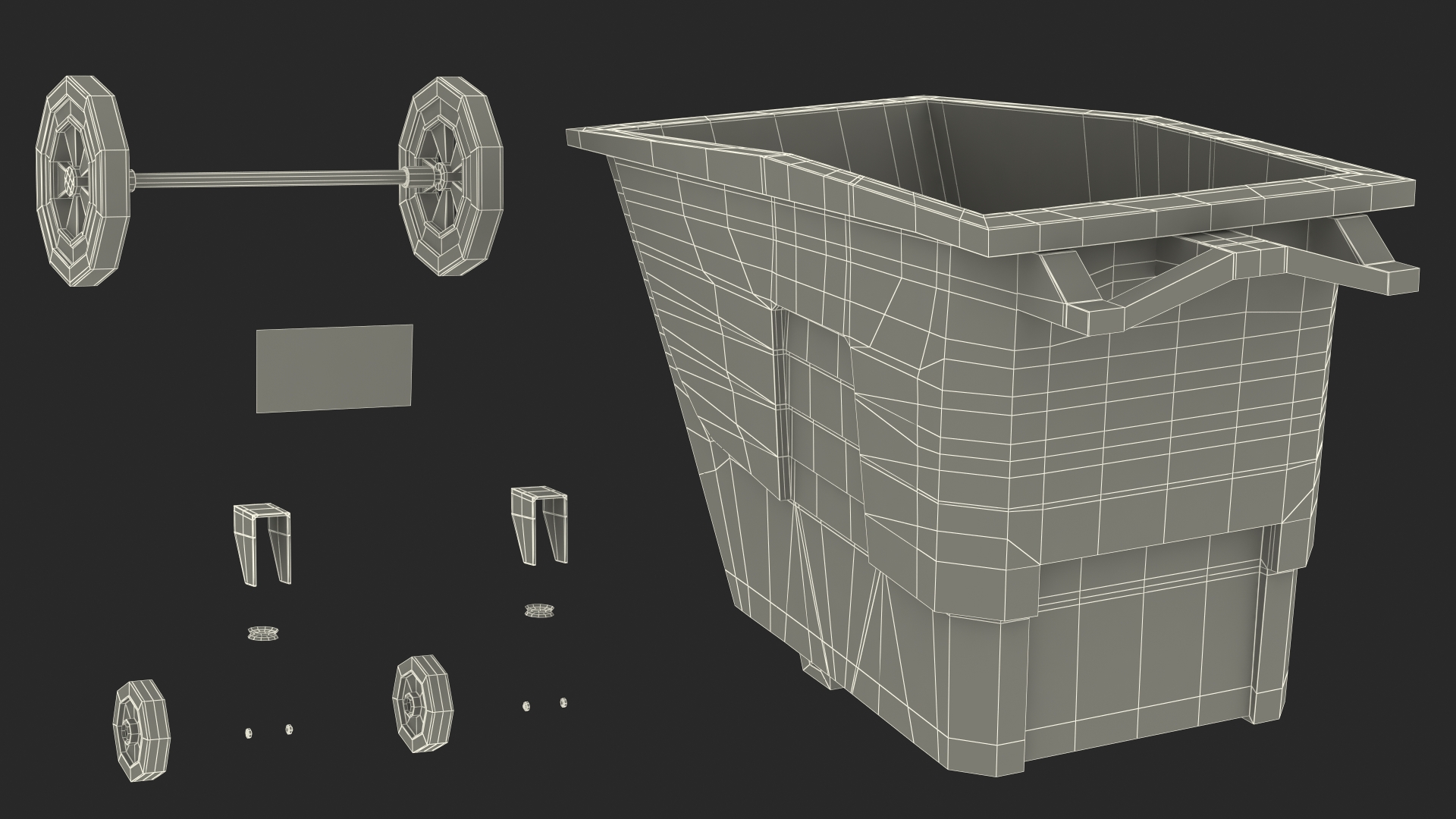 3D Industrial Yellow Trash Cart model