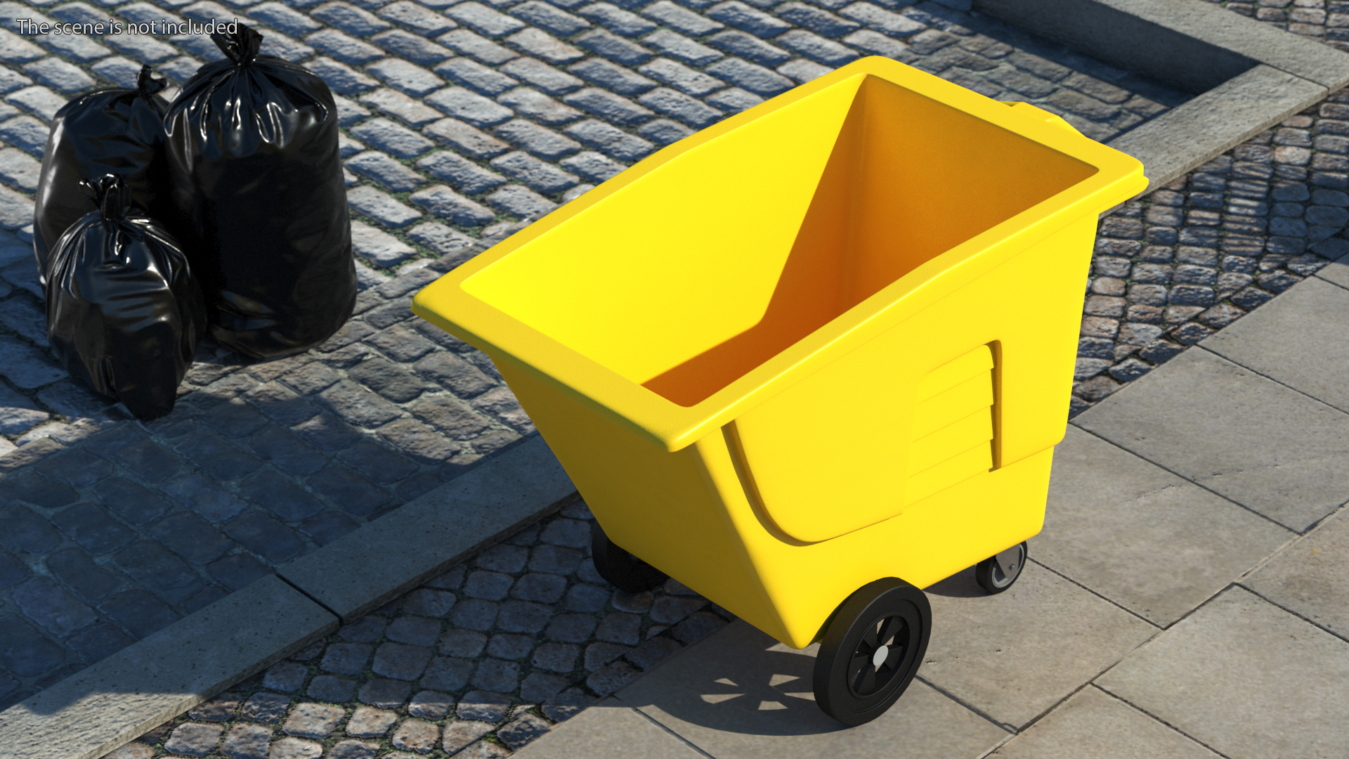 3D Industrial Yellow Trash Cart model