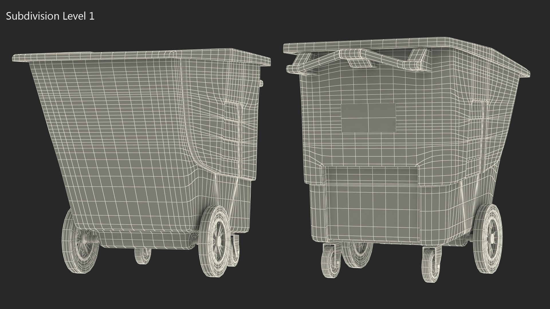 3D Industrial Yellow Trash Cart model