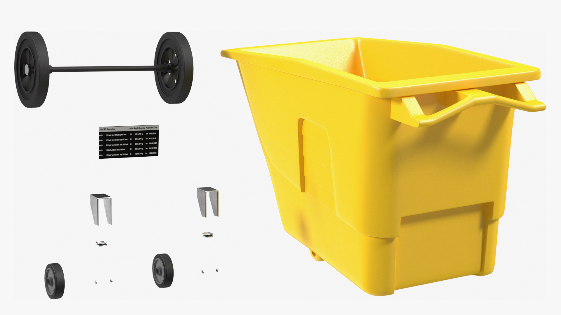 3D Industrial Yellow Trash Cart model