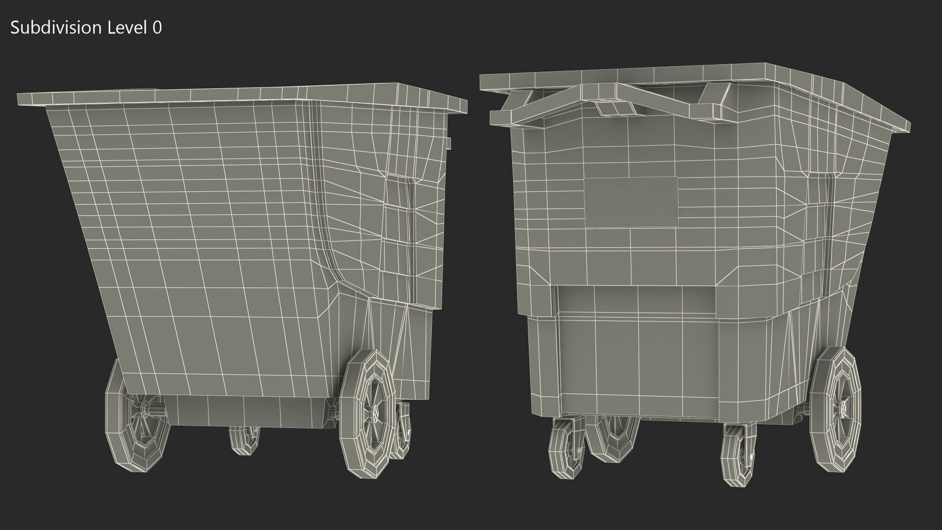 3D Industrial Yellow Trash Cart model