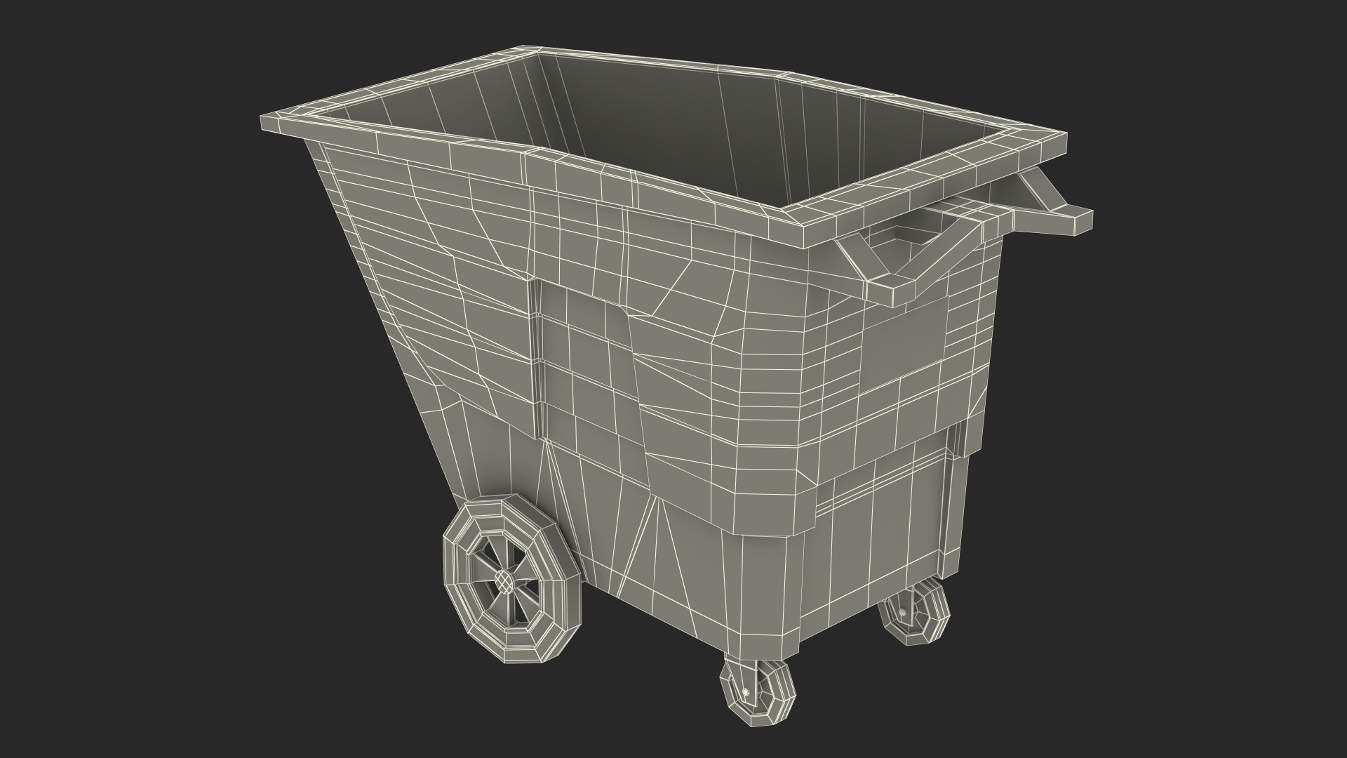 3D Industrial Yellow Trash Cart model